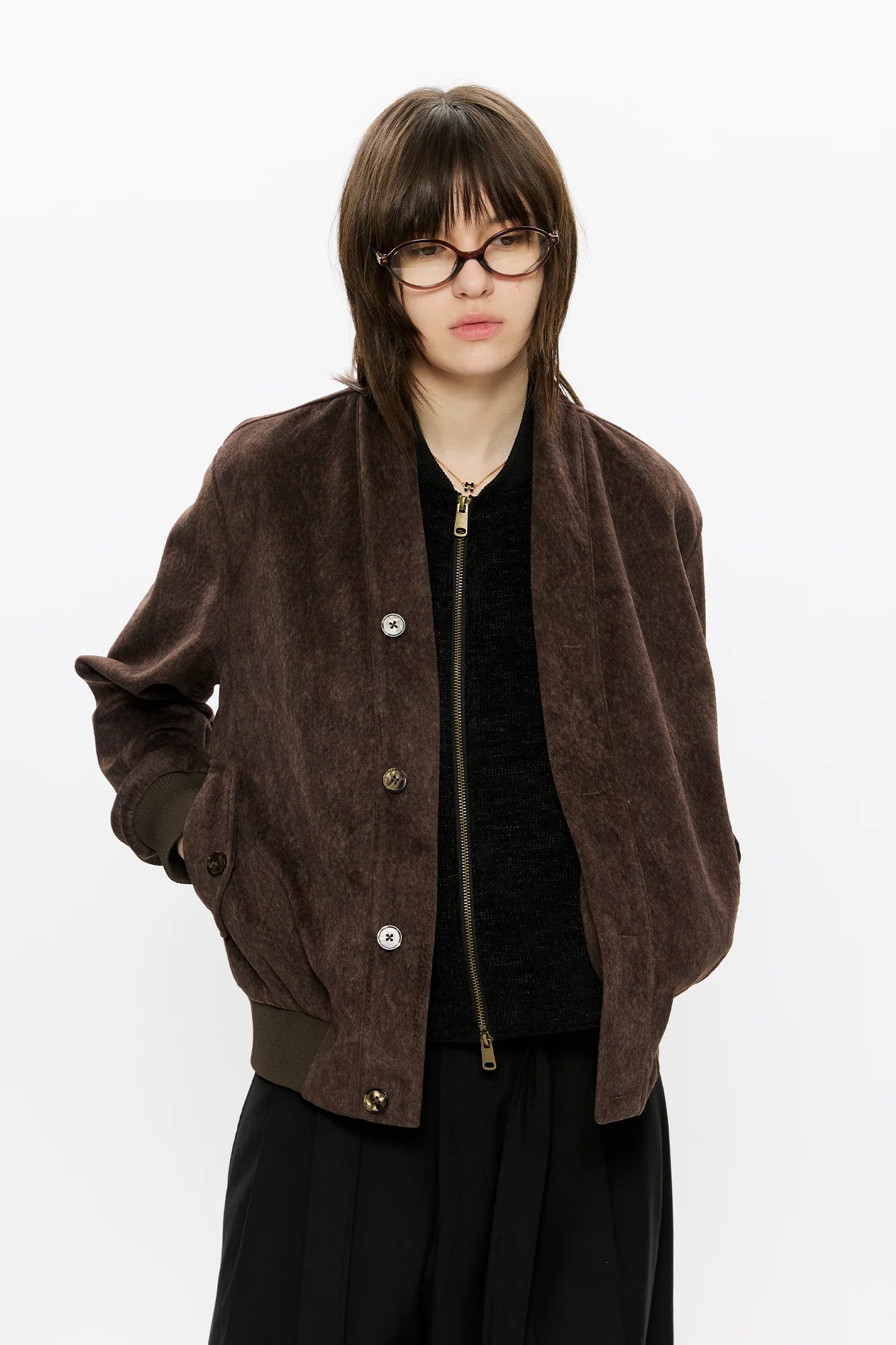 KREATE Faux Layered-Look V-Neck Jacket