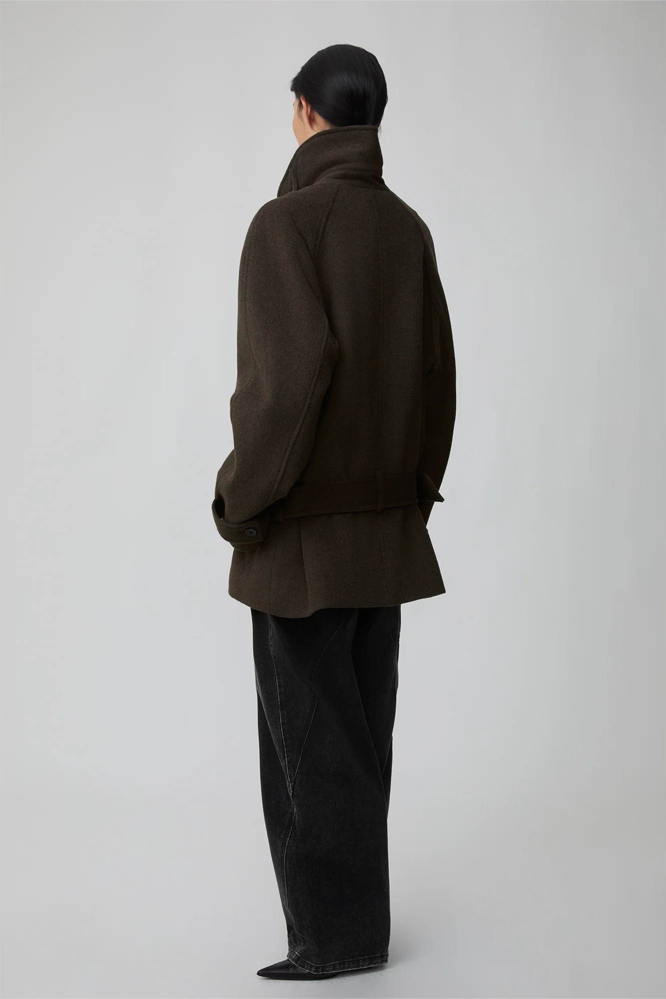 OPICLOTH Double-Breasted Belted Wool-Blend Coat