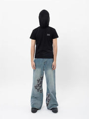 NOTHINGNESS WORLD Washed Tongue Embroidered Denim Pants