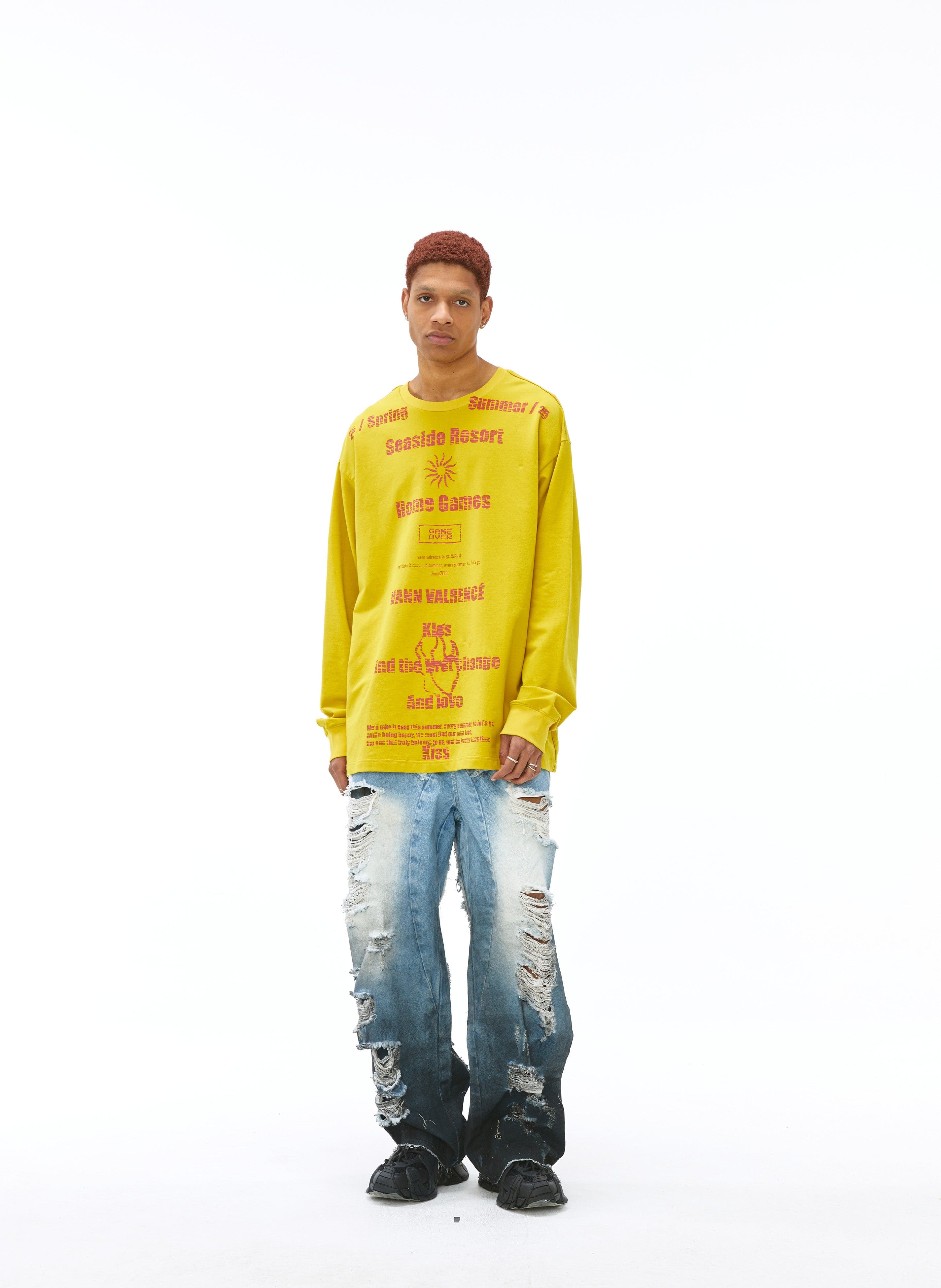 VANN VALRENCE Distressed Gradient Wash Structural Ripped Jeans