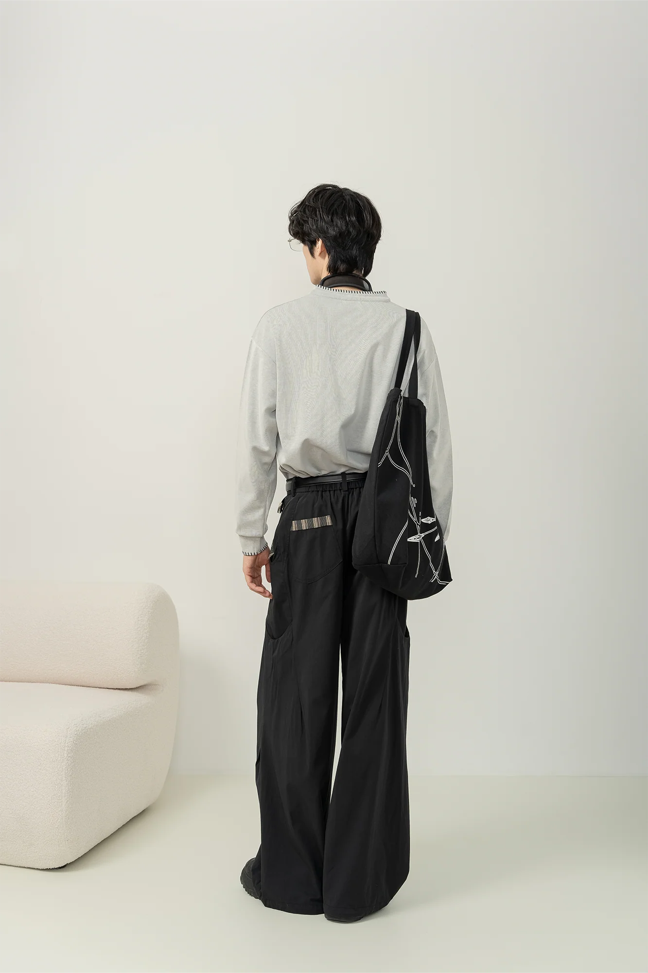 MOITIEDEPETALE Pleated Panel Oversized Cargo Pants