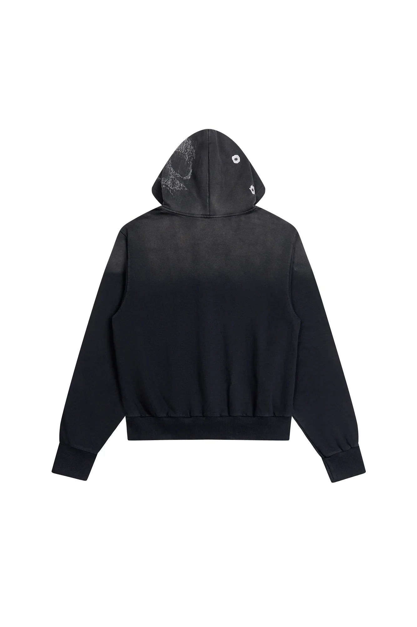 SAVAGEGROWTHWORLD Bullet Hole Graphic Washed Zip-Up Hoodie