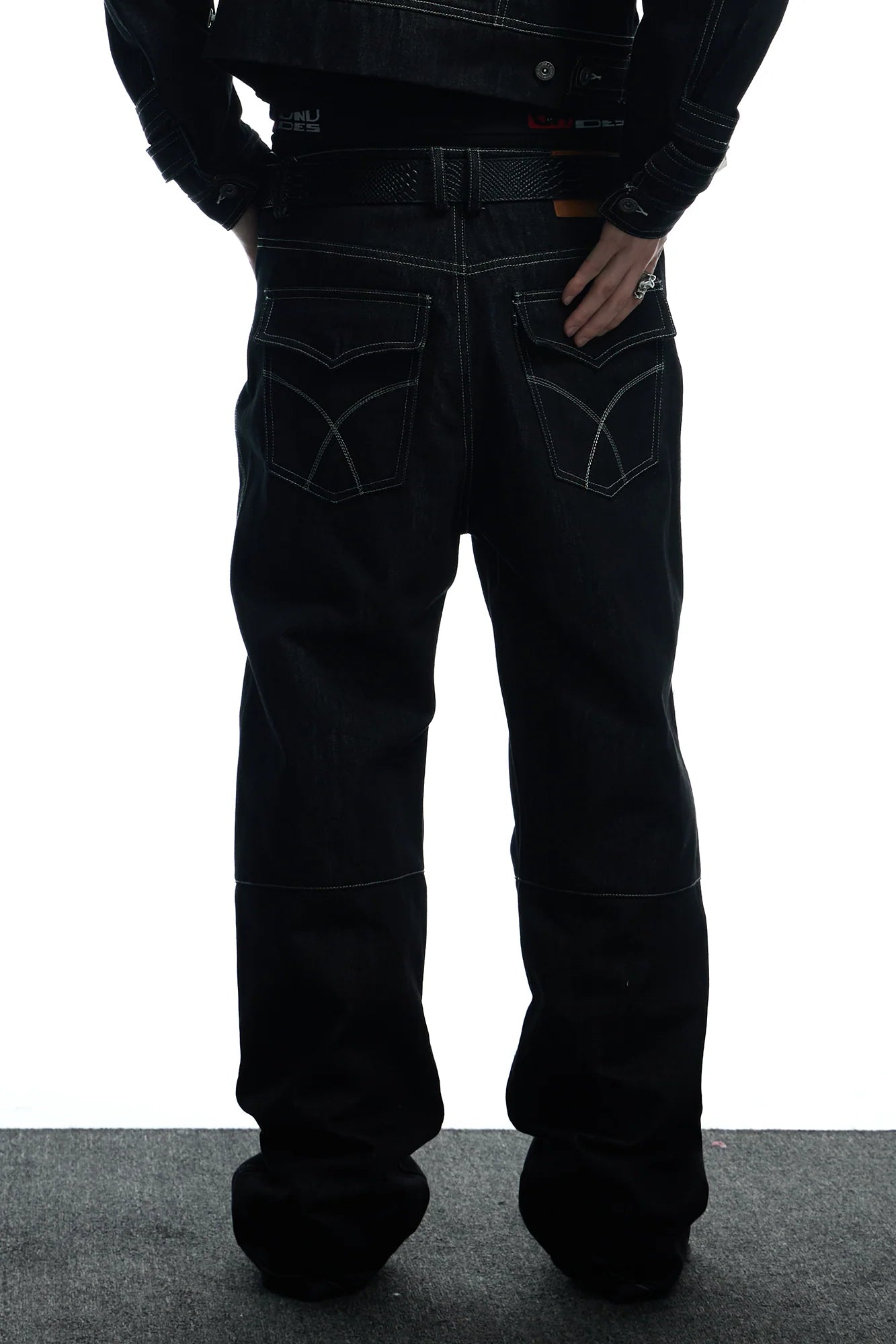 DND4DES Studded Raw Denim Flare Jeans