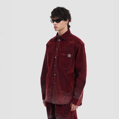 VANN VALRENCE Diamond-Studded Velvet Shirt Jacket