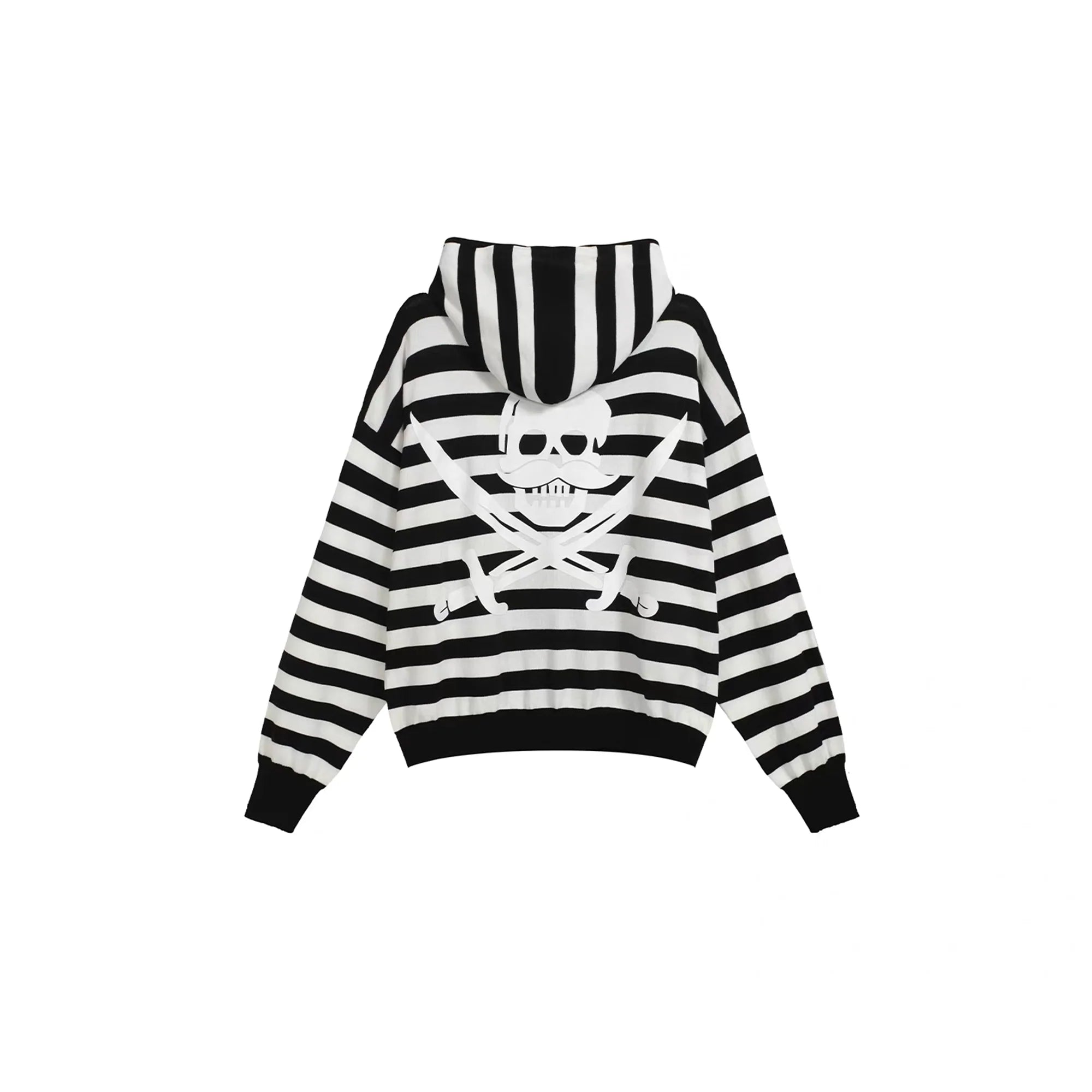 NOTHINGNESS WORLD Pirate Skull Graphic Striped Hoodie Jacket