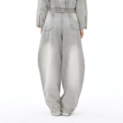 VANN VALRENCE Washed Riveted Curved-Seam Denim Pants