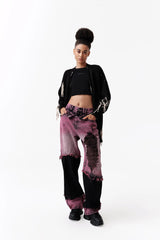 VANN VALRENCE Distressed Panelled Frayed Straight-Leg Jeans