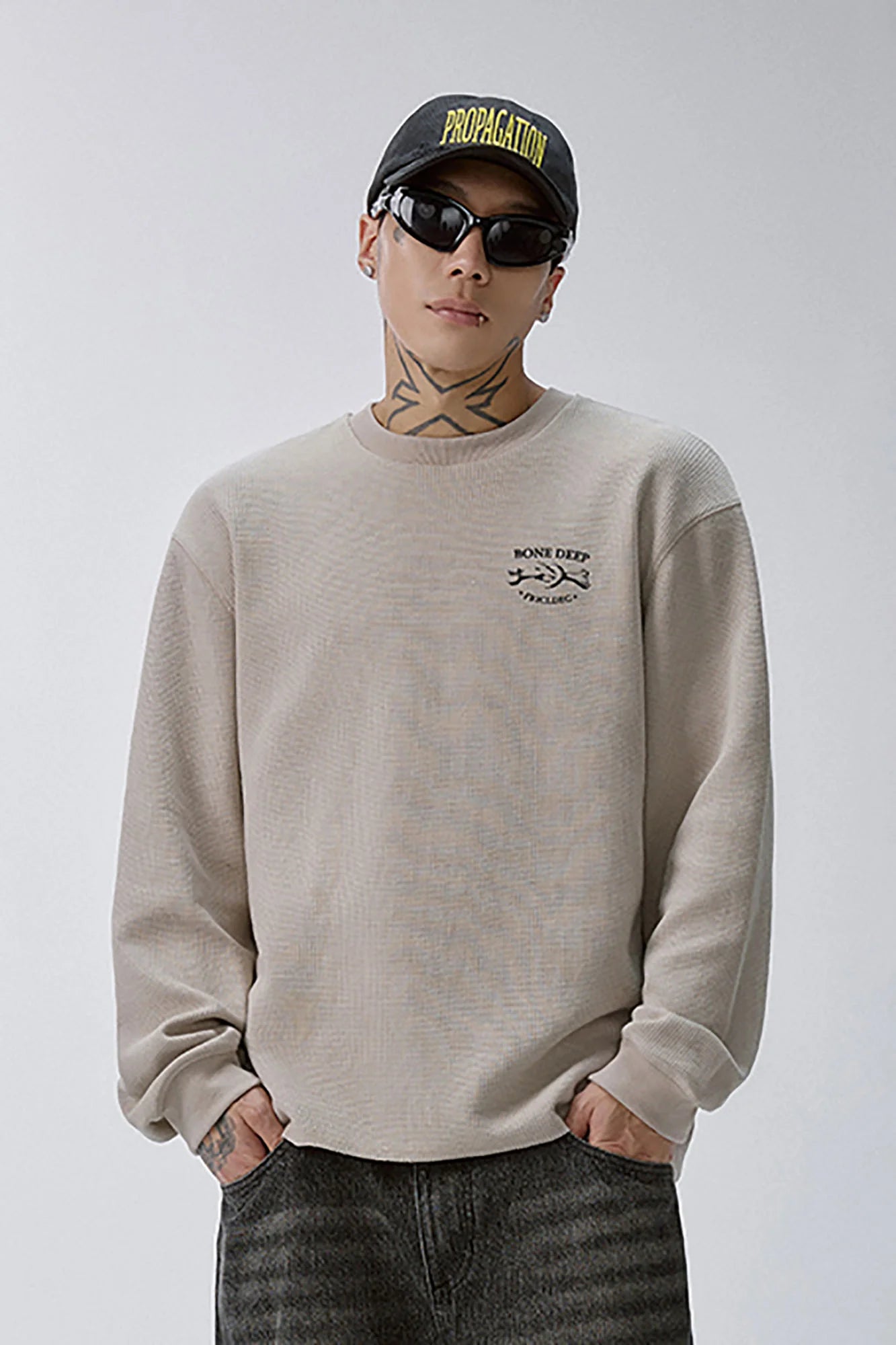 F2CE Skeleton Graphic Waffle Sweatshirt