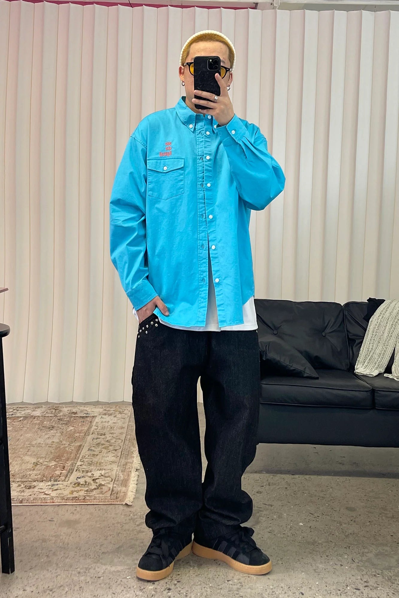 ME DA IGUAL Studded Wide-Leg Denim Pants