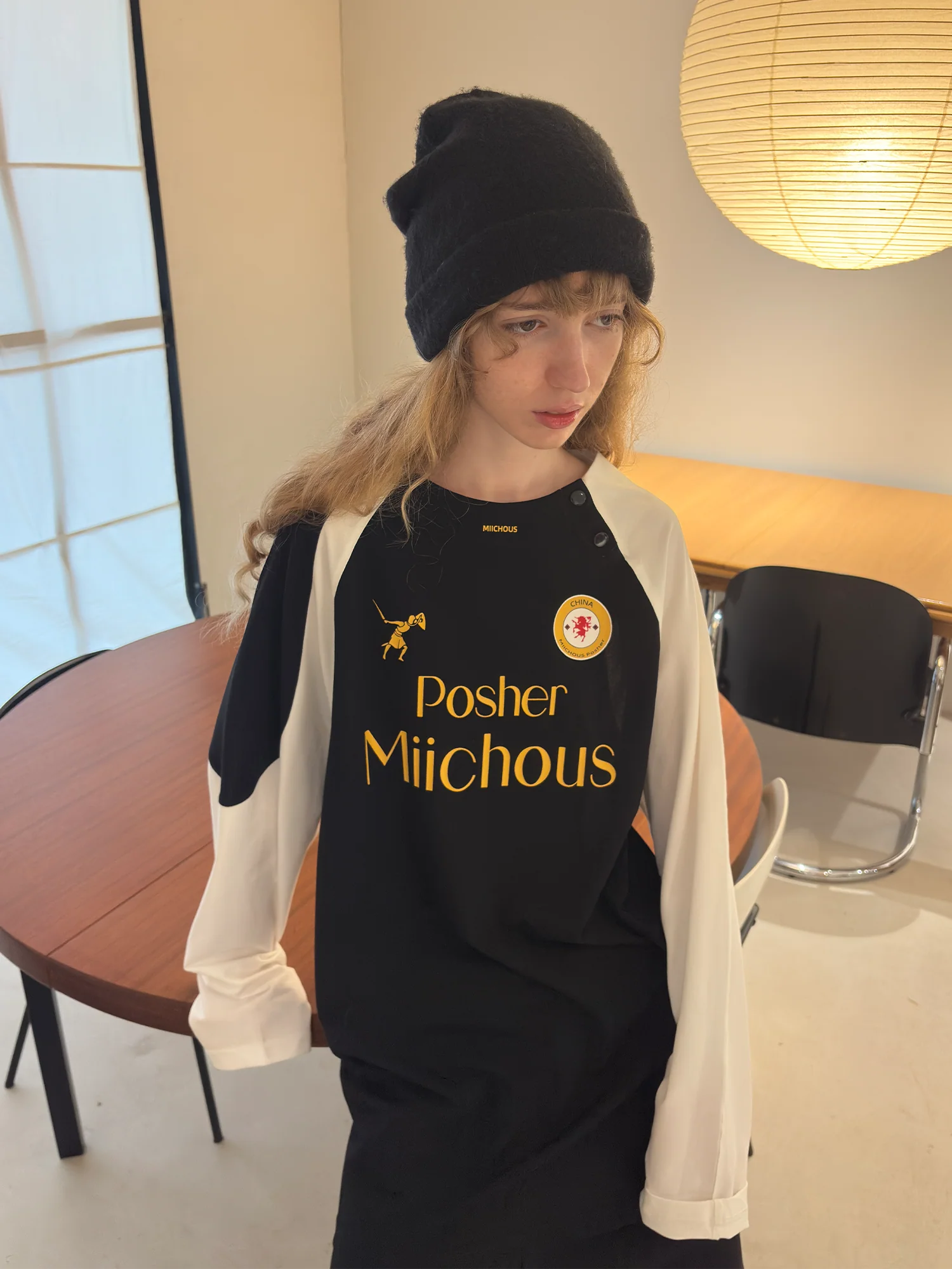 MIICHOUS Snap Contrast Quick-Dry Long-Sleeve Tee