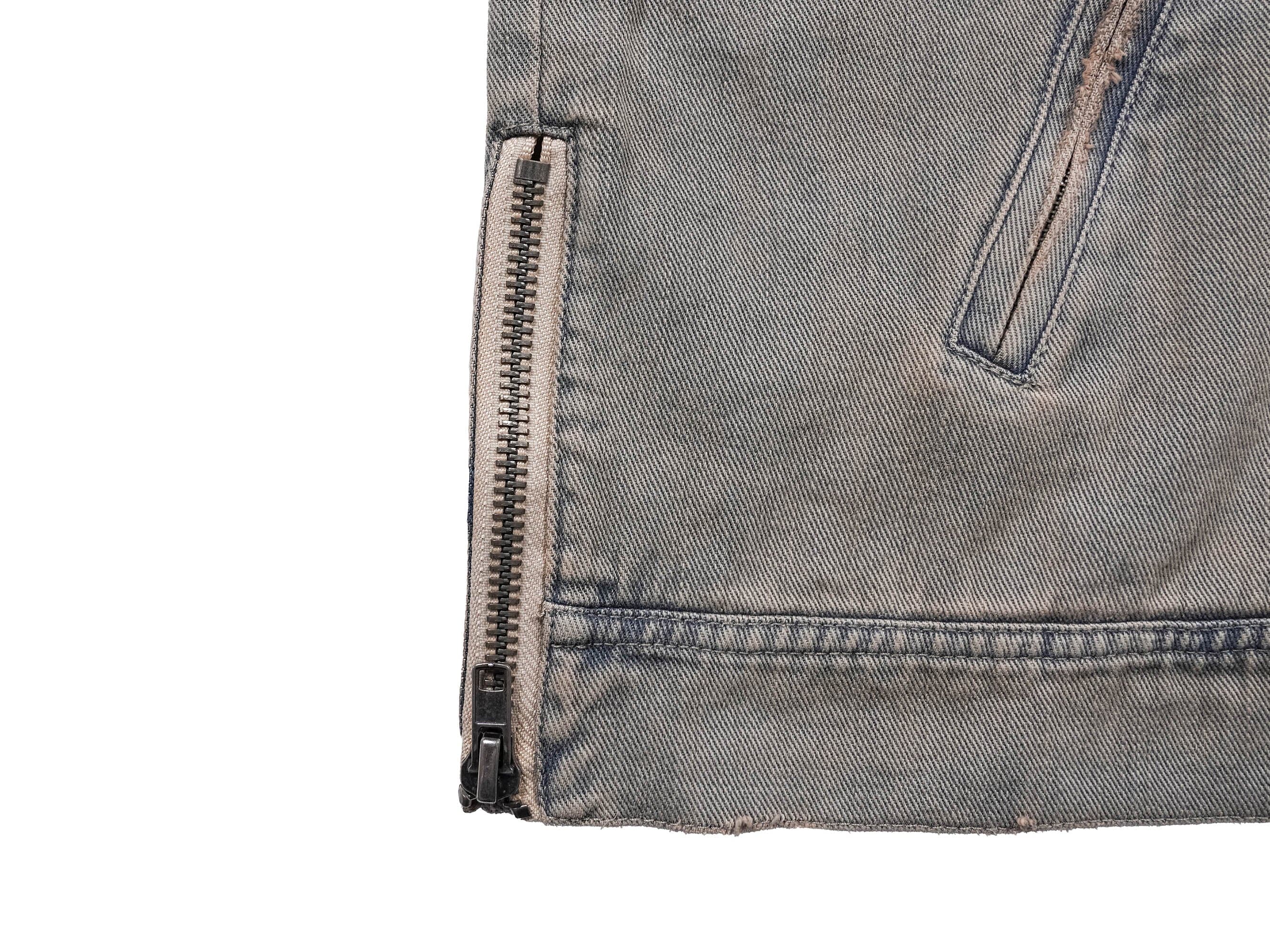 UNDERWATER Acid Wash Zipper Biker Jacket