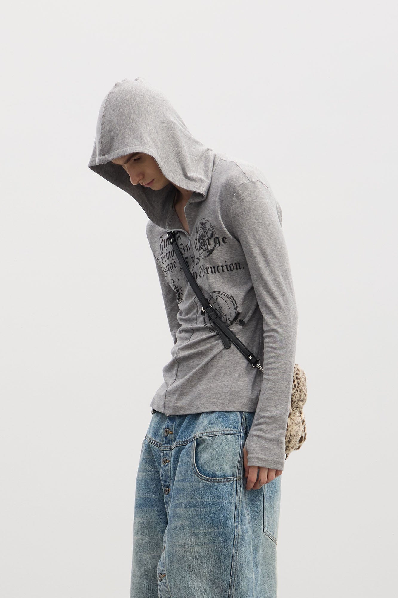 DND4DES Gothic Graphic Slim Zip-Up Hoodie
