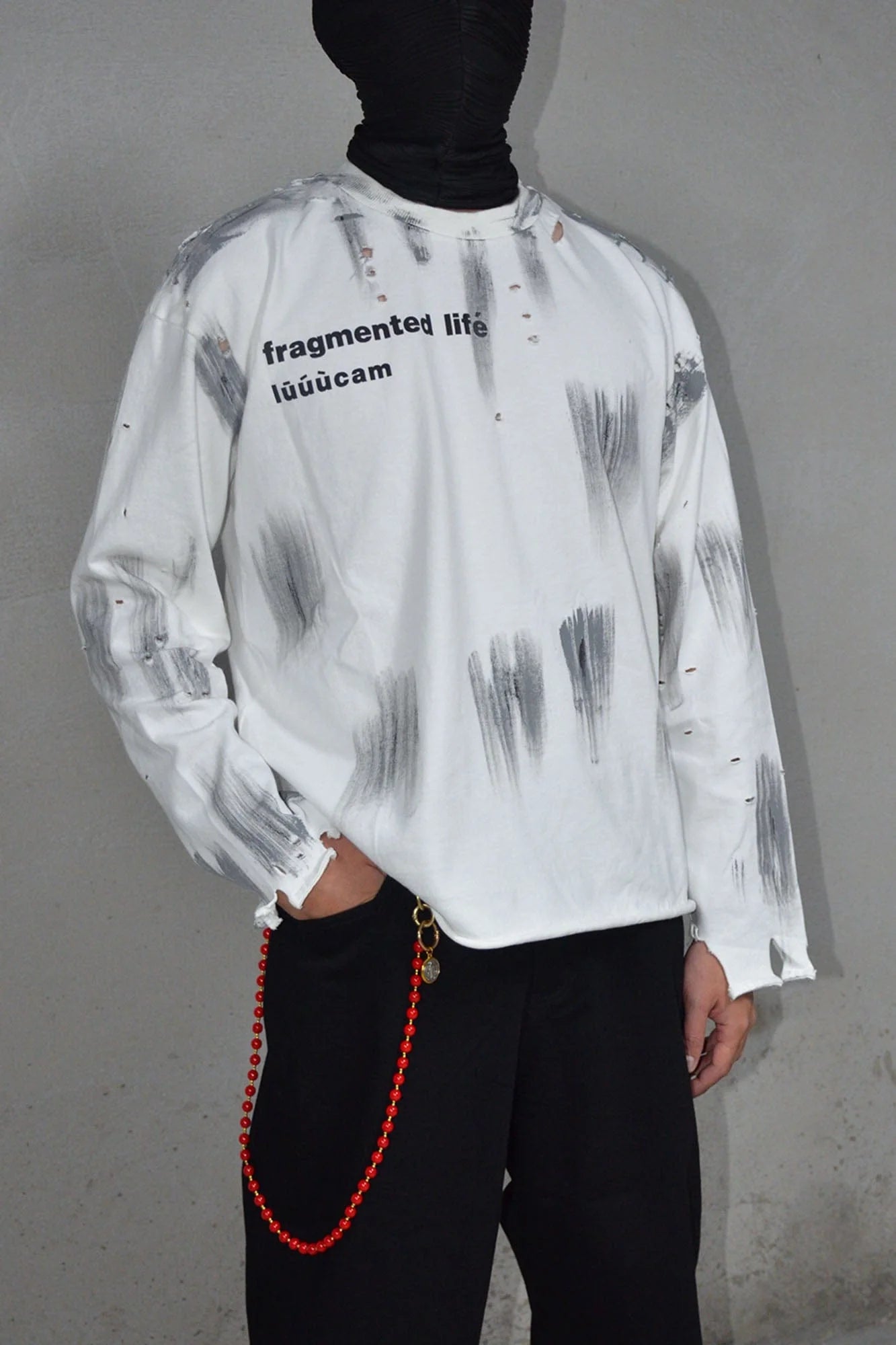 LUUUCAM Fragmented Life Distressed Brushstroke Tee