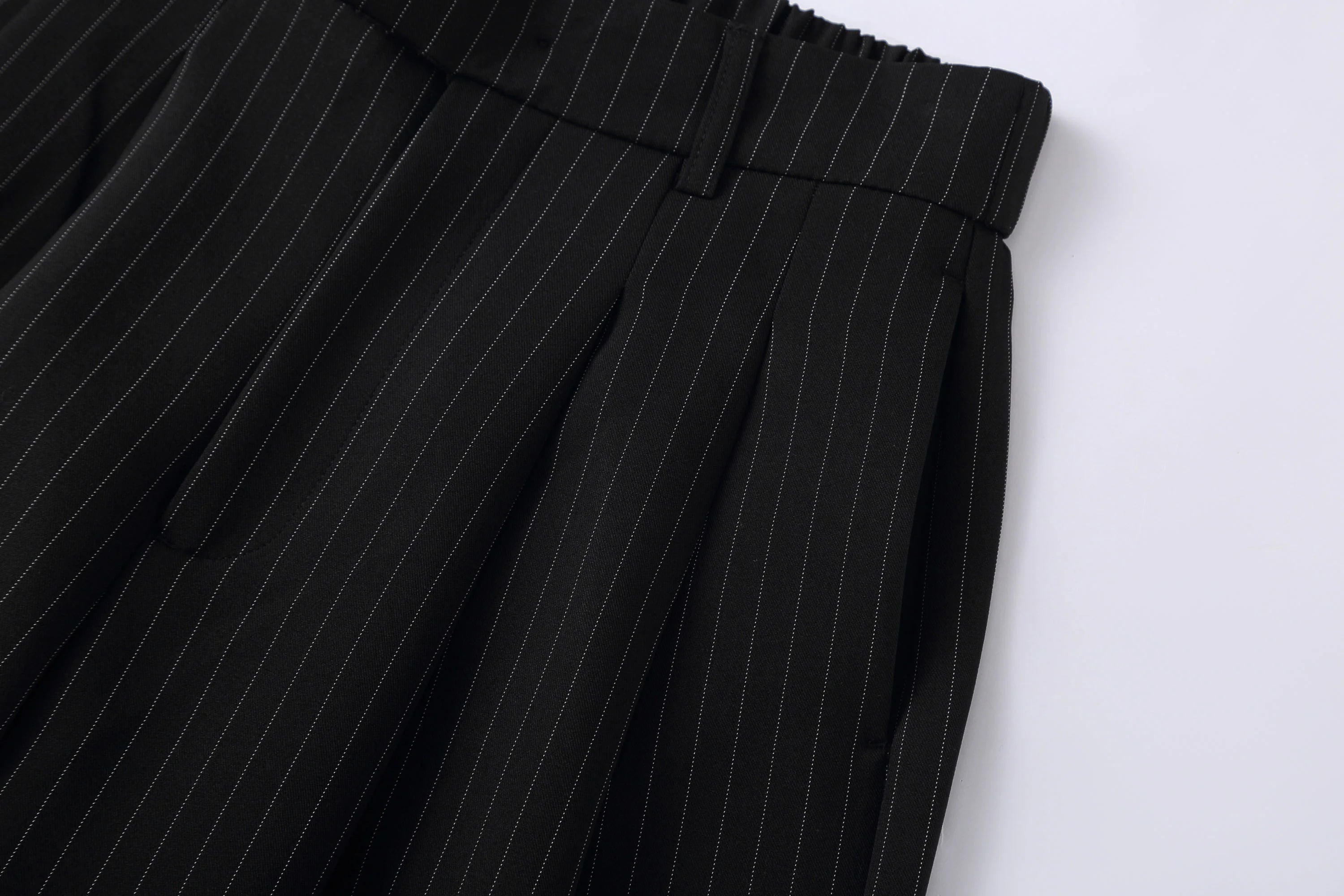 CLP Striped Pleated Wide-Leg Trousers