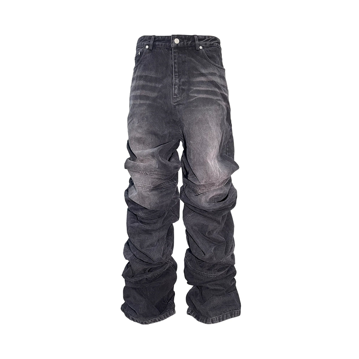 PCCVISION Distressed Wrinkled Stacked Baggy Jeans