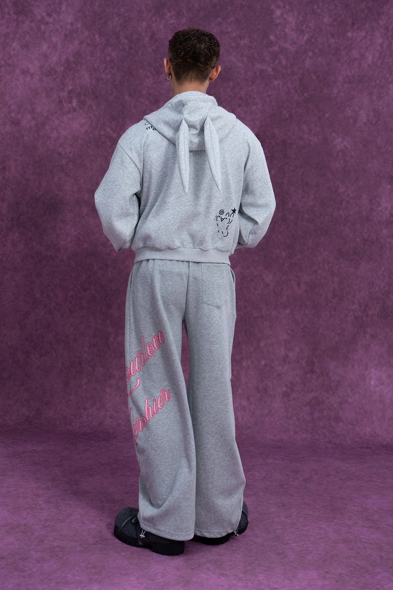 CLP Rabbit Ear Doodle Zip-Up Hoodie