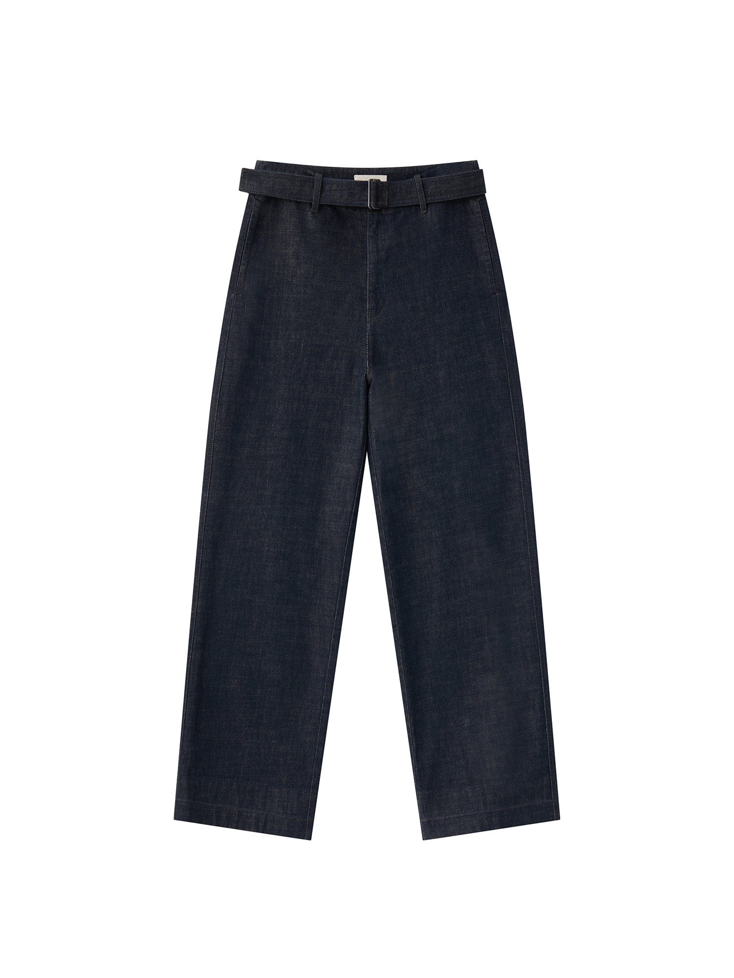 OPICLOTH Essential Washed Belted Wide-Leg Jeans