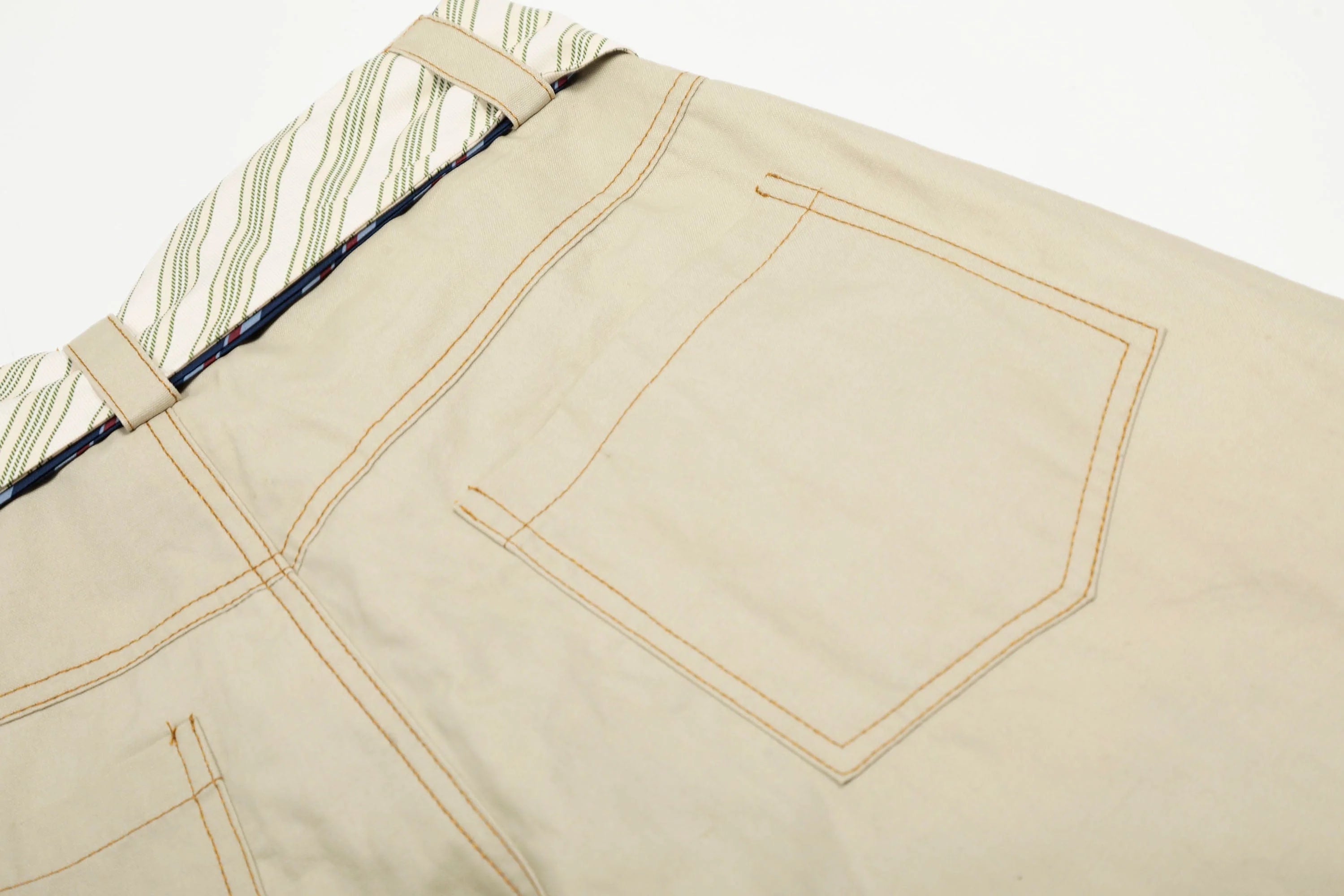 CLP Tie-Belt Multi-Pockets Stitched Pants