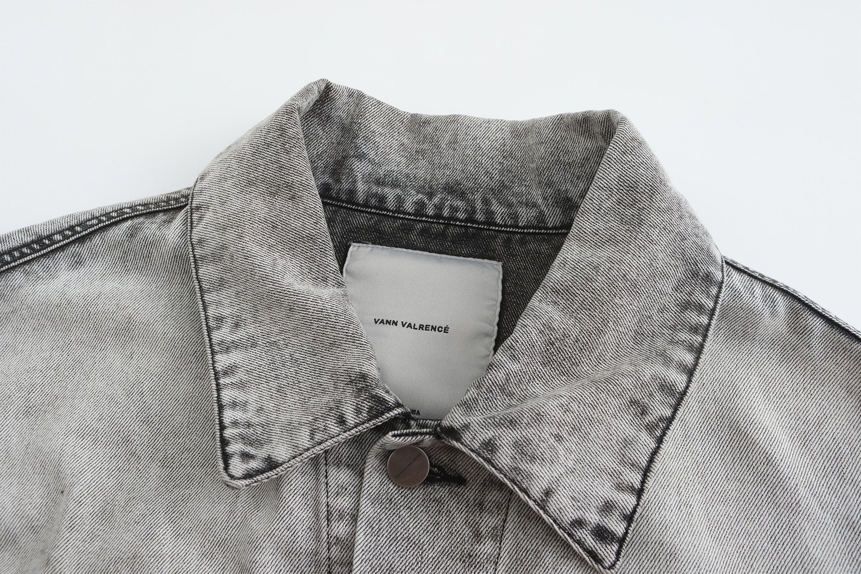 VANN VALRENCE Structural Panel Acid-Washed Oversized Denim Jacket