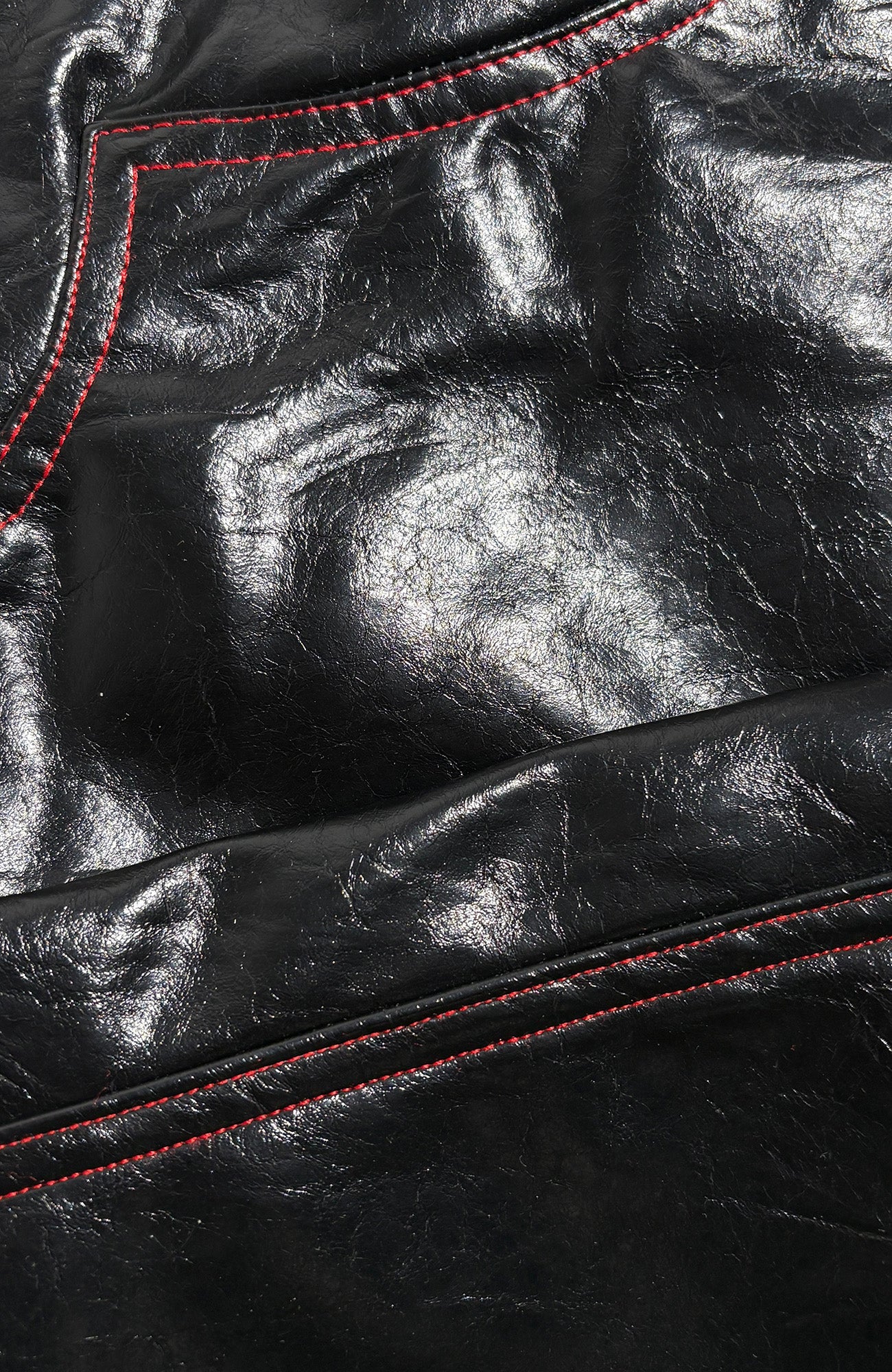 PCCVISION Gothic Skull Stitch PU Pants