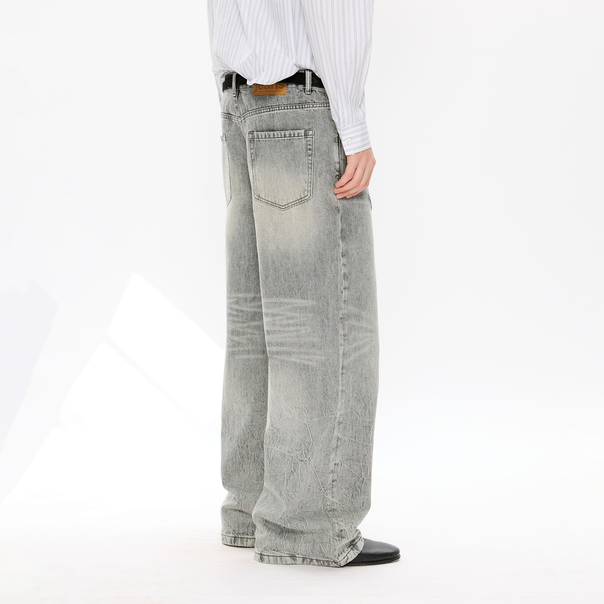 KREATE Whisker Washed Straight-Leg Jeans