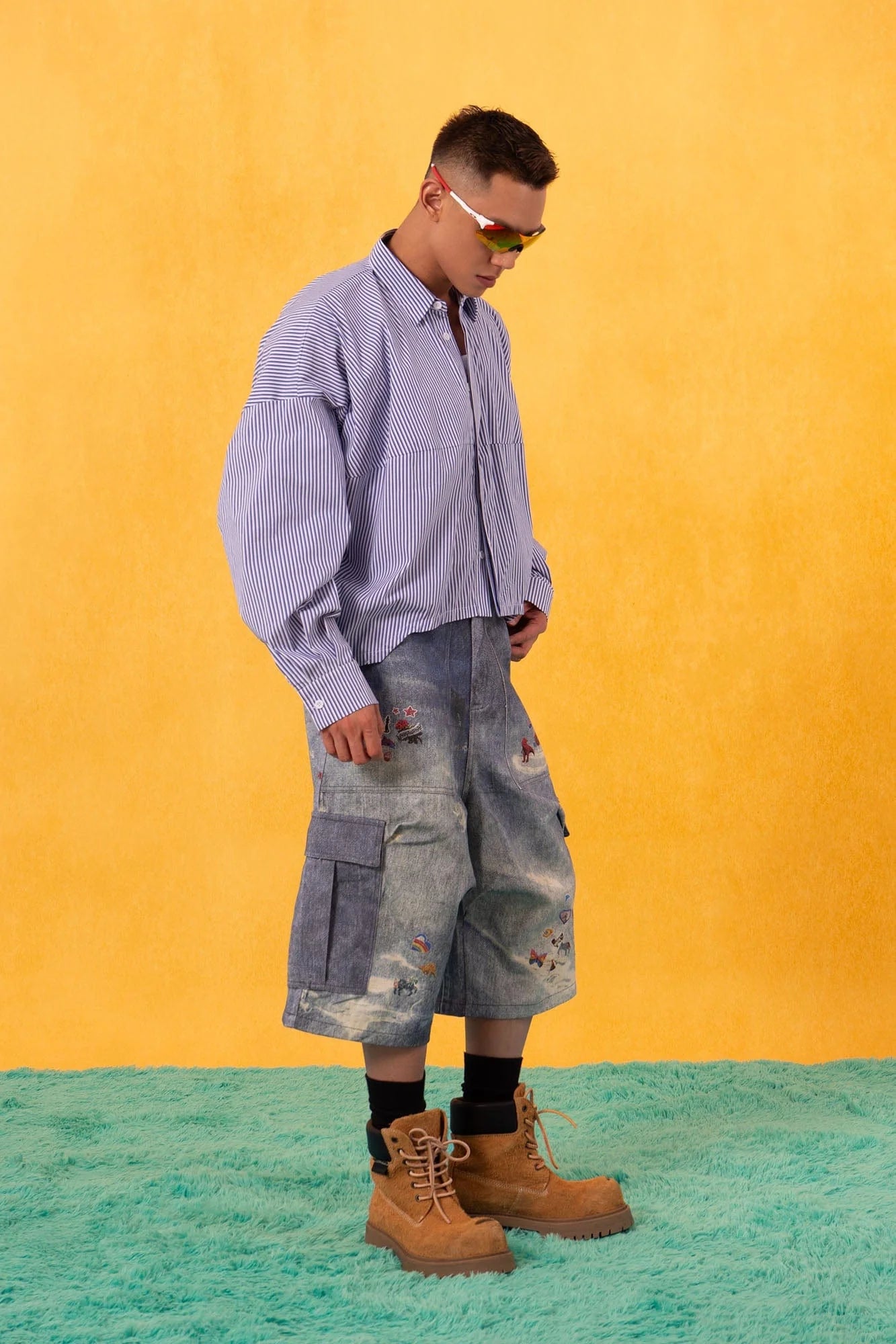 CLP Cropped Drawcord Hem Panel Shirt