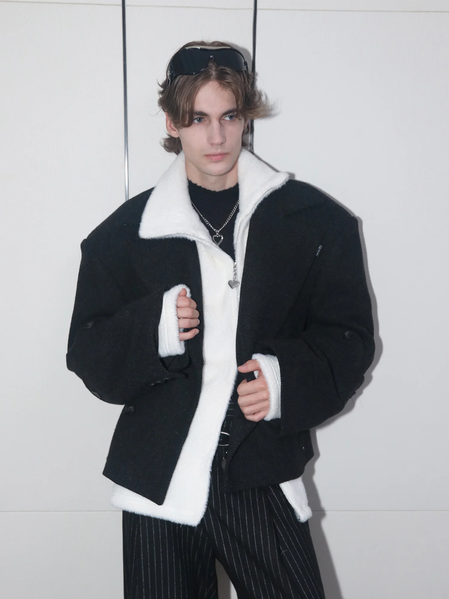 ASSEEN Double-Breast Wool-Blend Oversized Coat