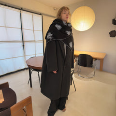 MIICHOUS Floral Embroidered Detachable Liner Overcoat