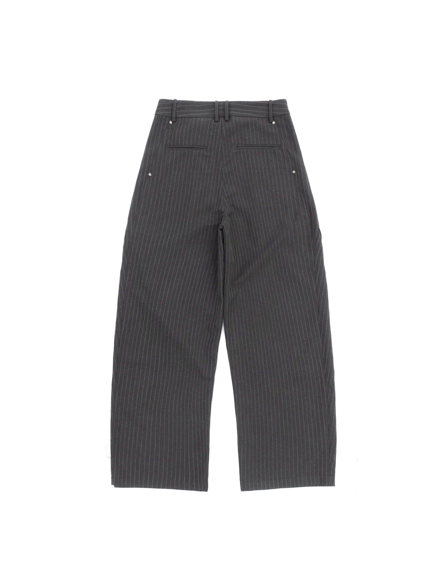 IN EXISTENCE Stripe Pleated Embroidery Curved Pants