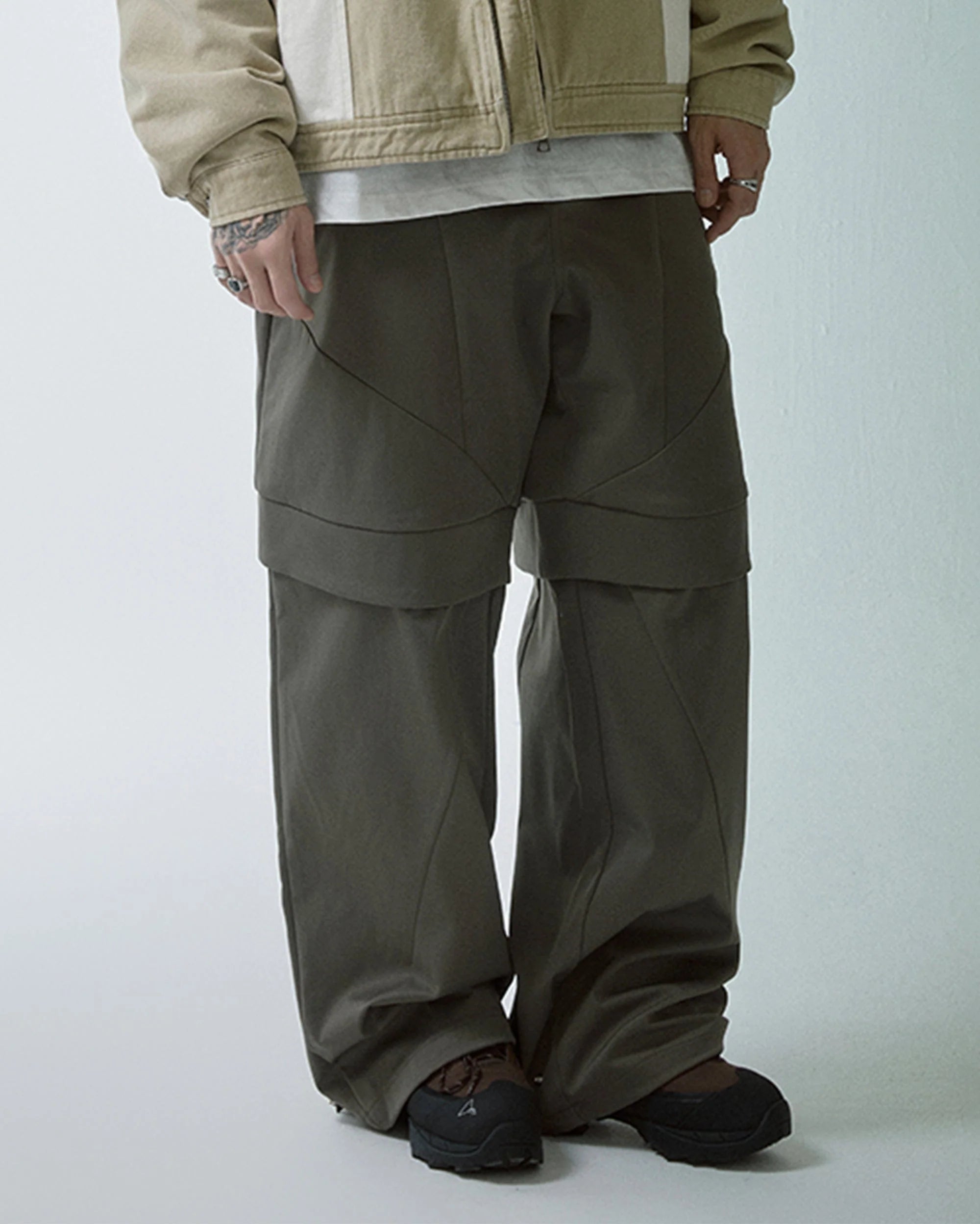 F2CE Modern Deconstructed Double-Knee Rivet Pants