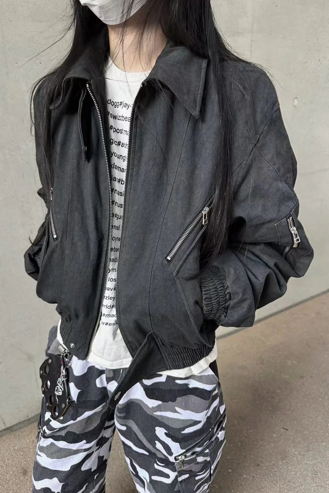 OKAYTHXBYE 3M Thinsulate Padded Multi-Zip Bomber Jacket