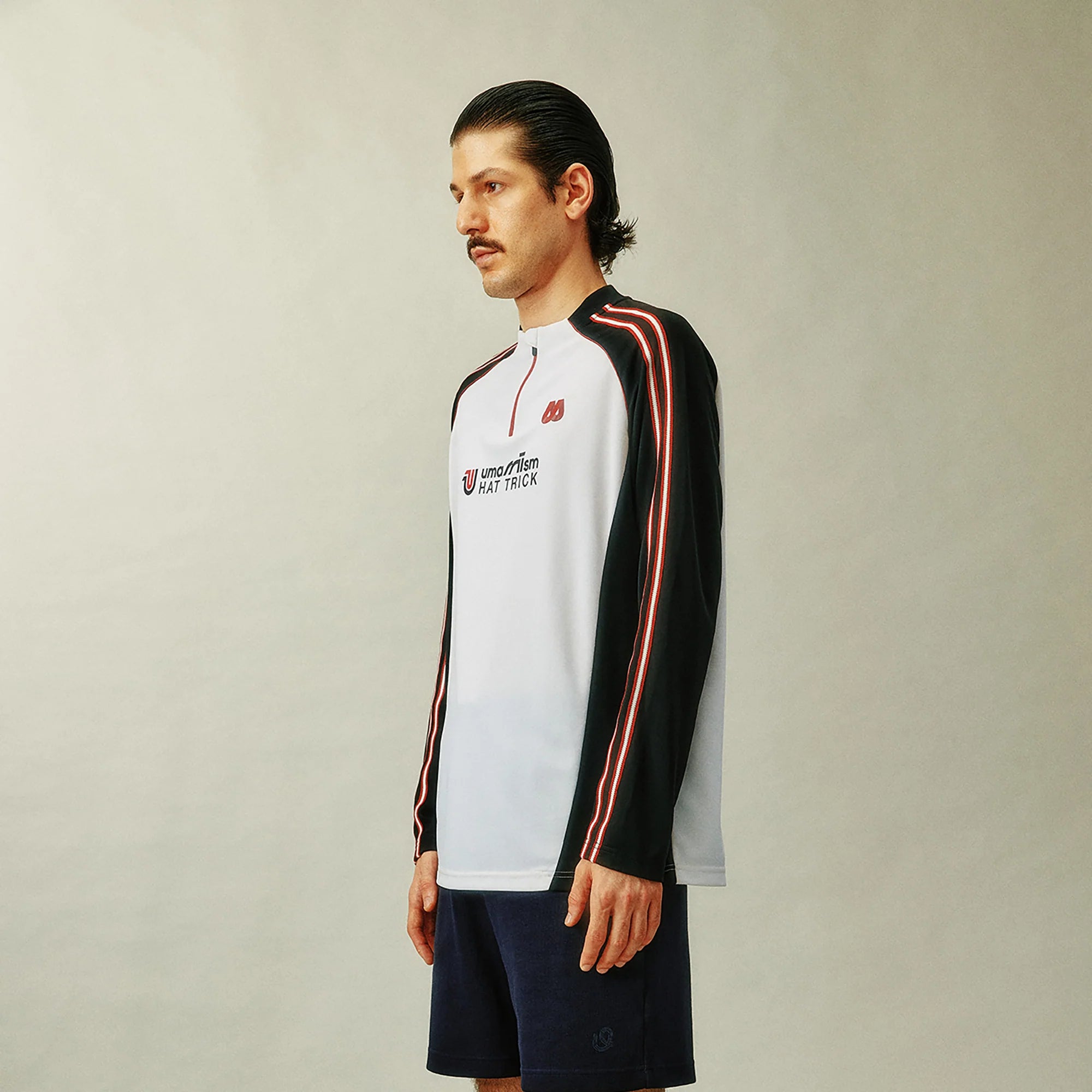 UMAMIISM Quick-Dry Striped Raglan Zip-Up Tee