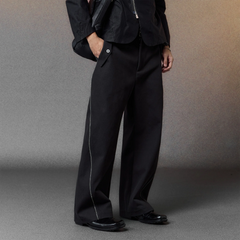 ALVNG AR ANTS Zip-Seam Wide-Leg Denim Trousers