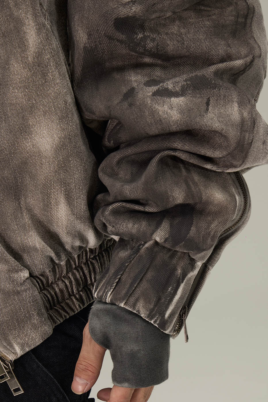 FLYERRER Distressed Crinkled Dirty Fit Jacket
