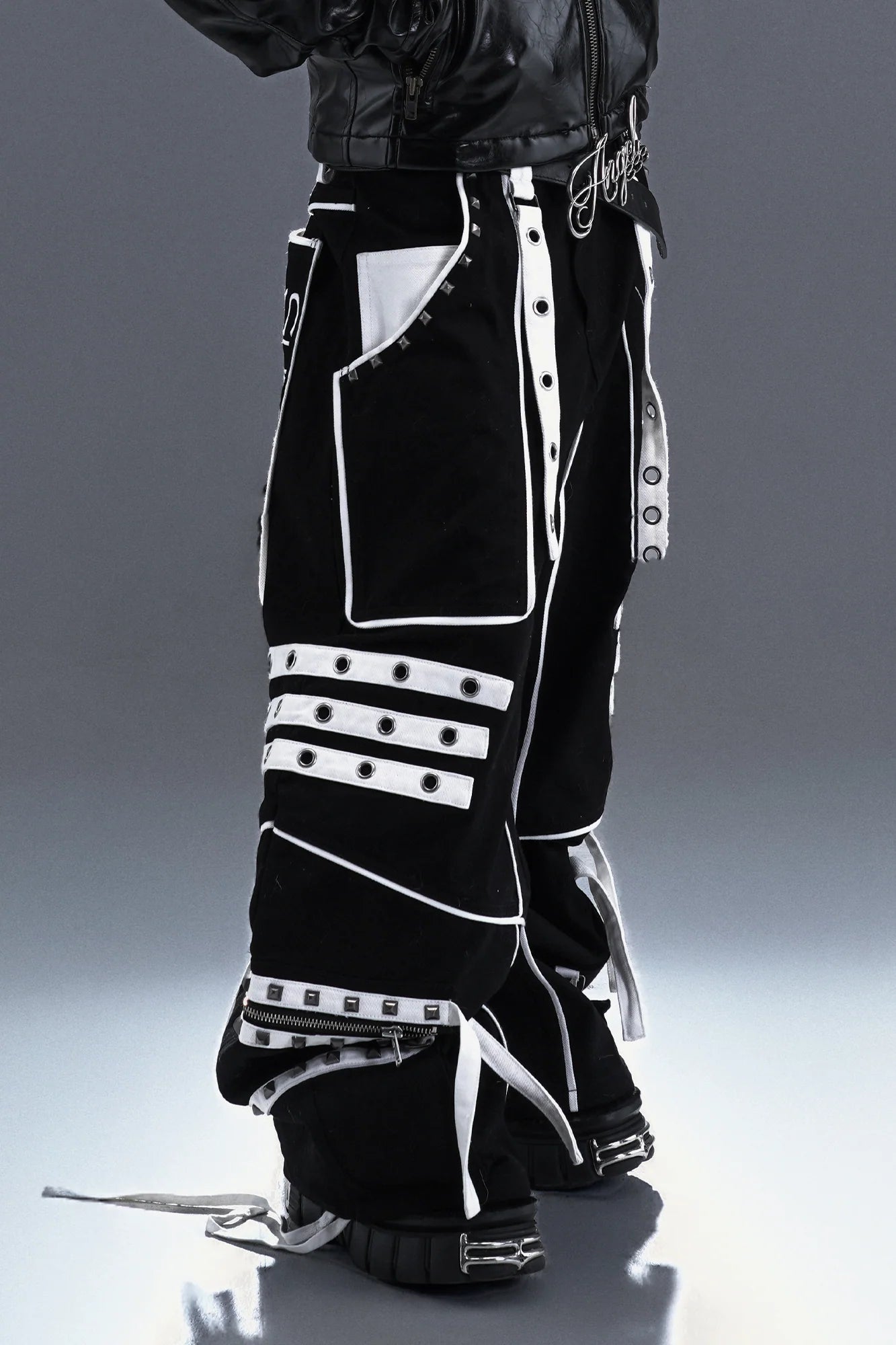 PCCVISION Studded Embroidered Baggy Pants
