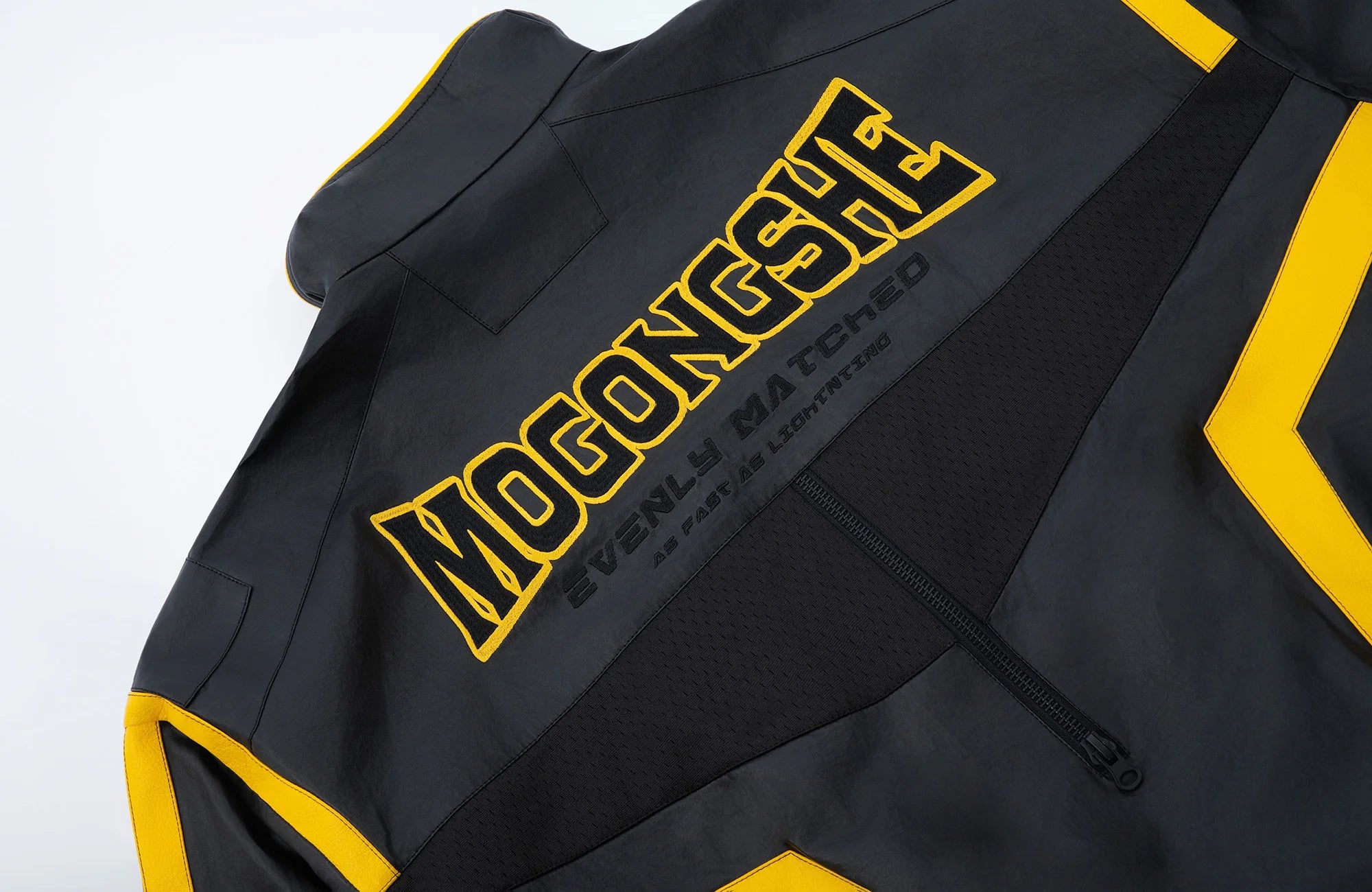 MOGONGSHE Contrast Stripe PU Moto Jacket