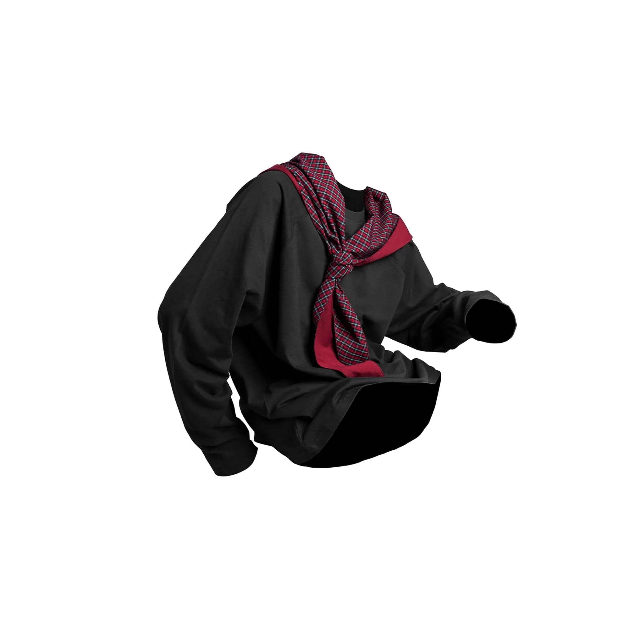 RELABEL Detachable Hood Long-Sleeve Tee Black