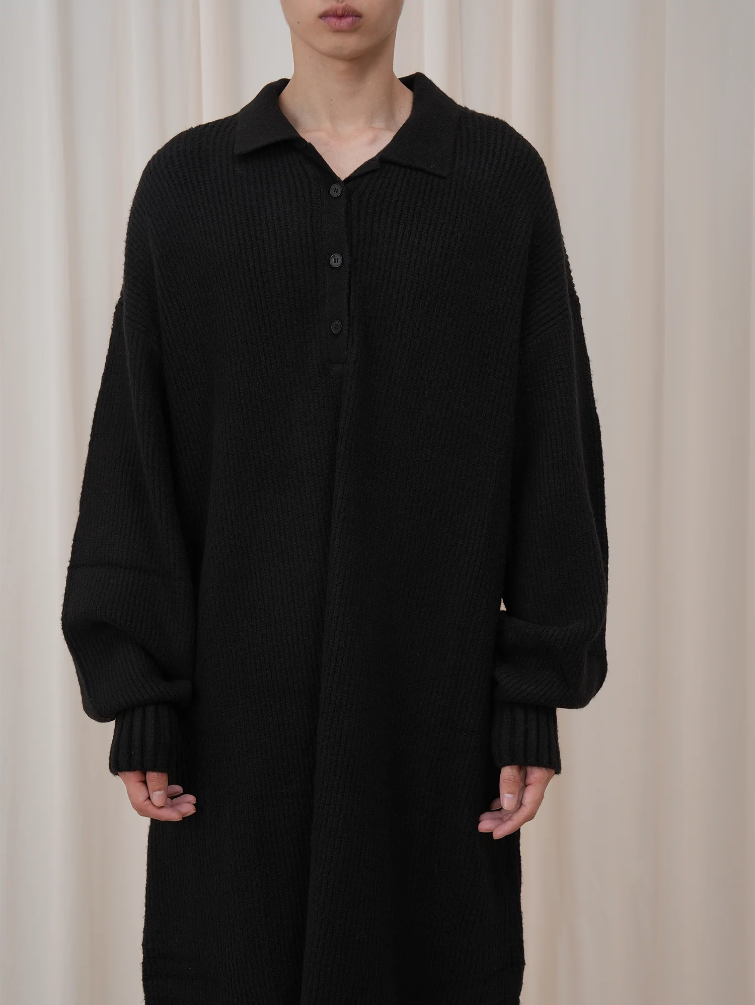 OUYANG WENJUN Half-Placket Oversized Sweater