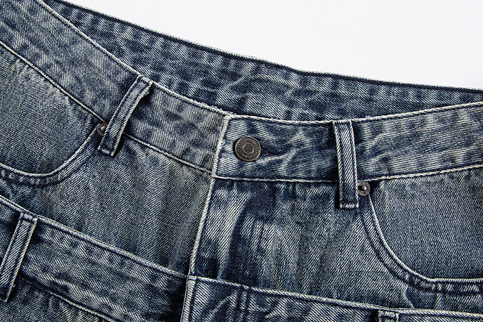 F2CE Double Waistband Washed Wide-Leg Jeans