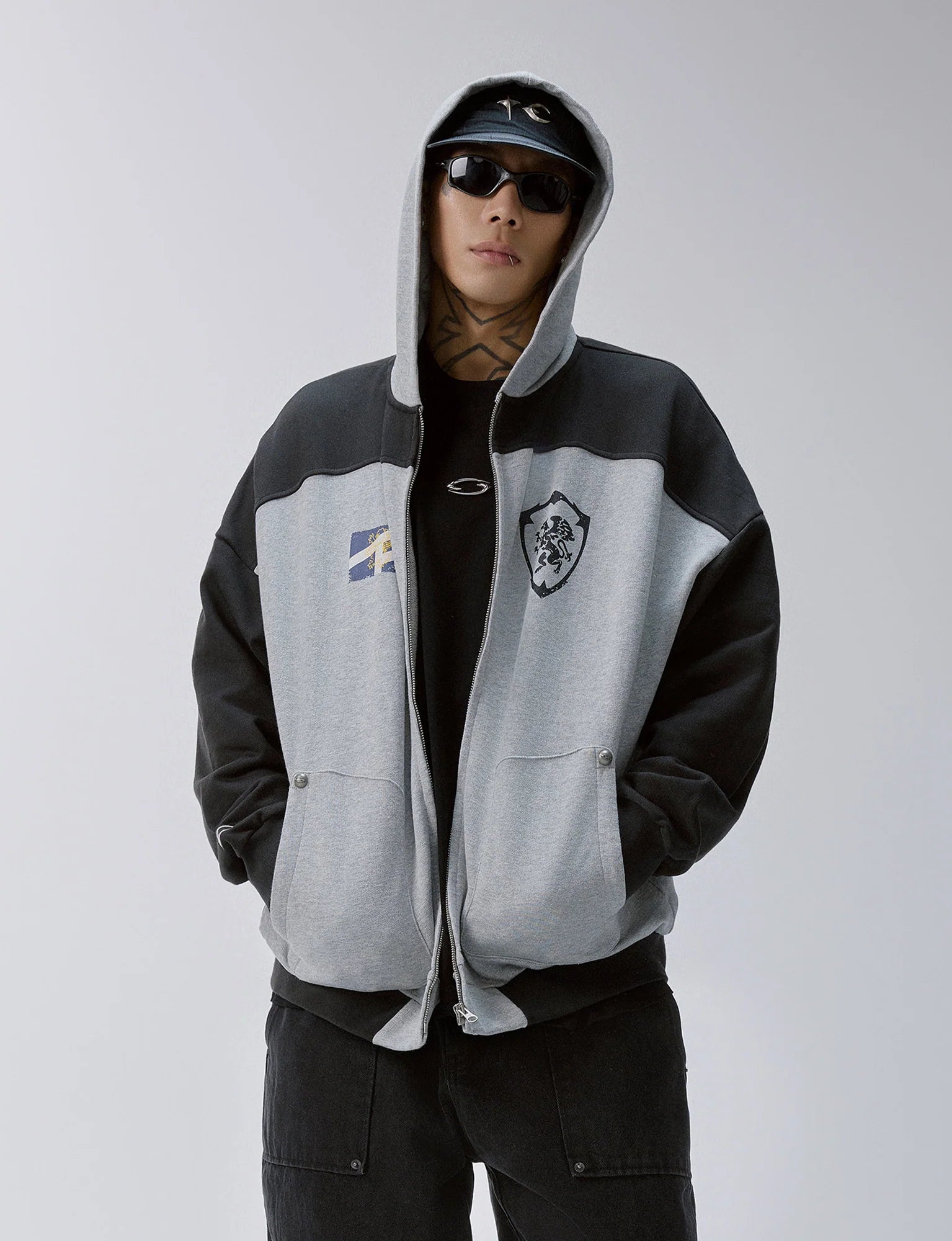 F2CE Contrast Panel Badge Graphic Hooded Jacket