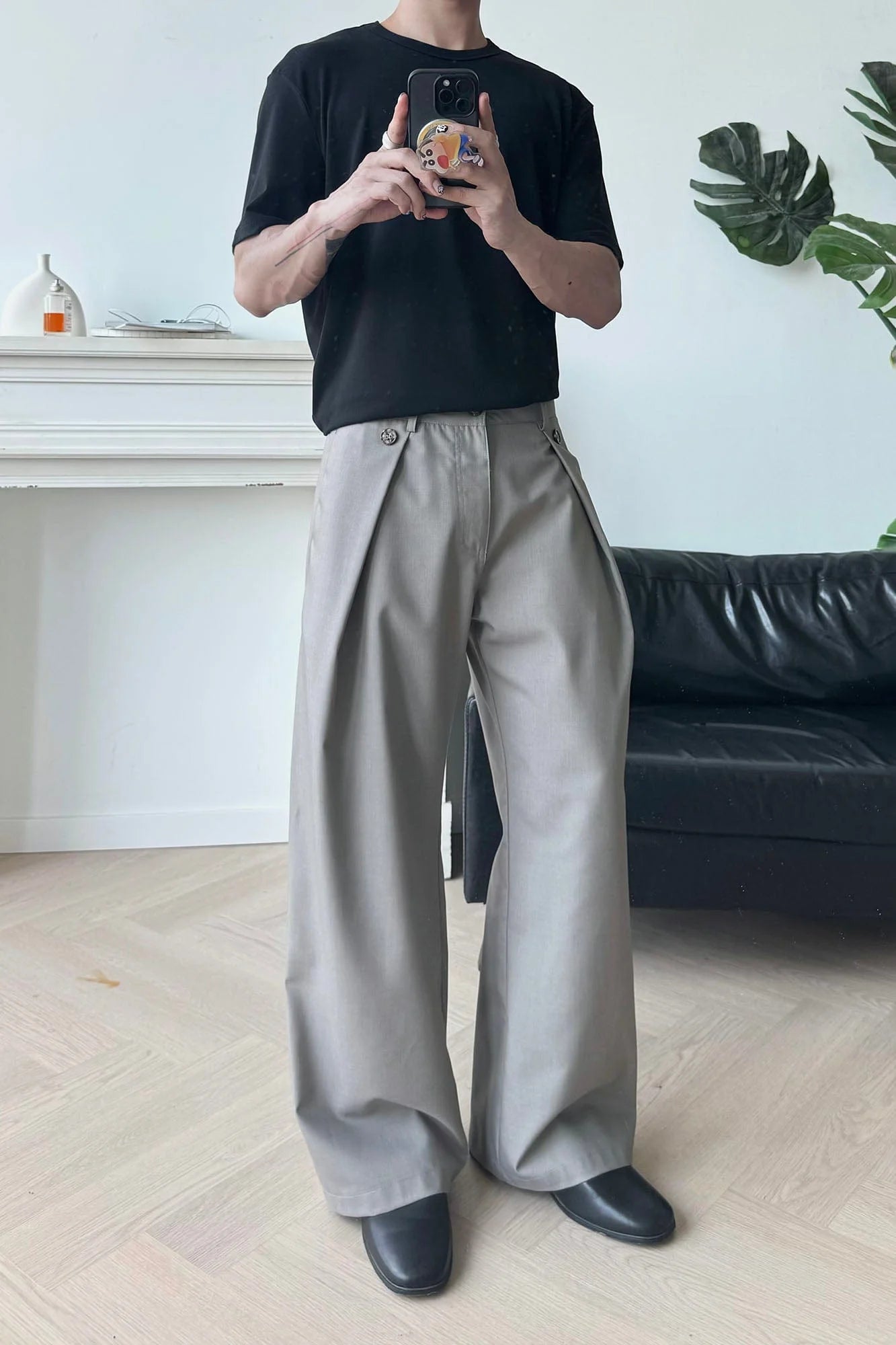 KREATE Inverted Pleats Wide-Leg Trousers