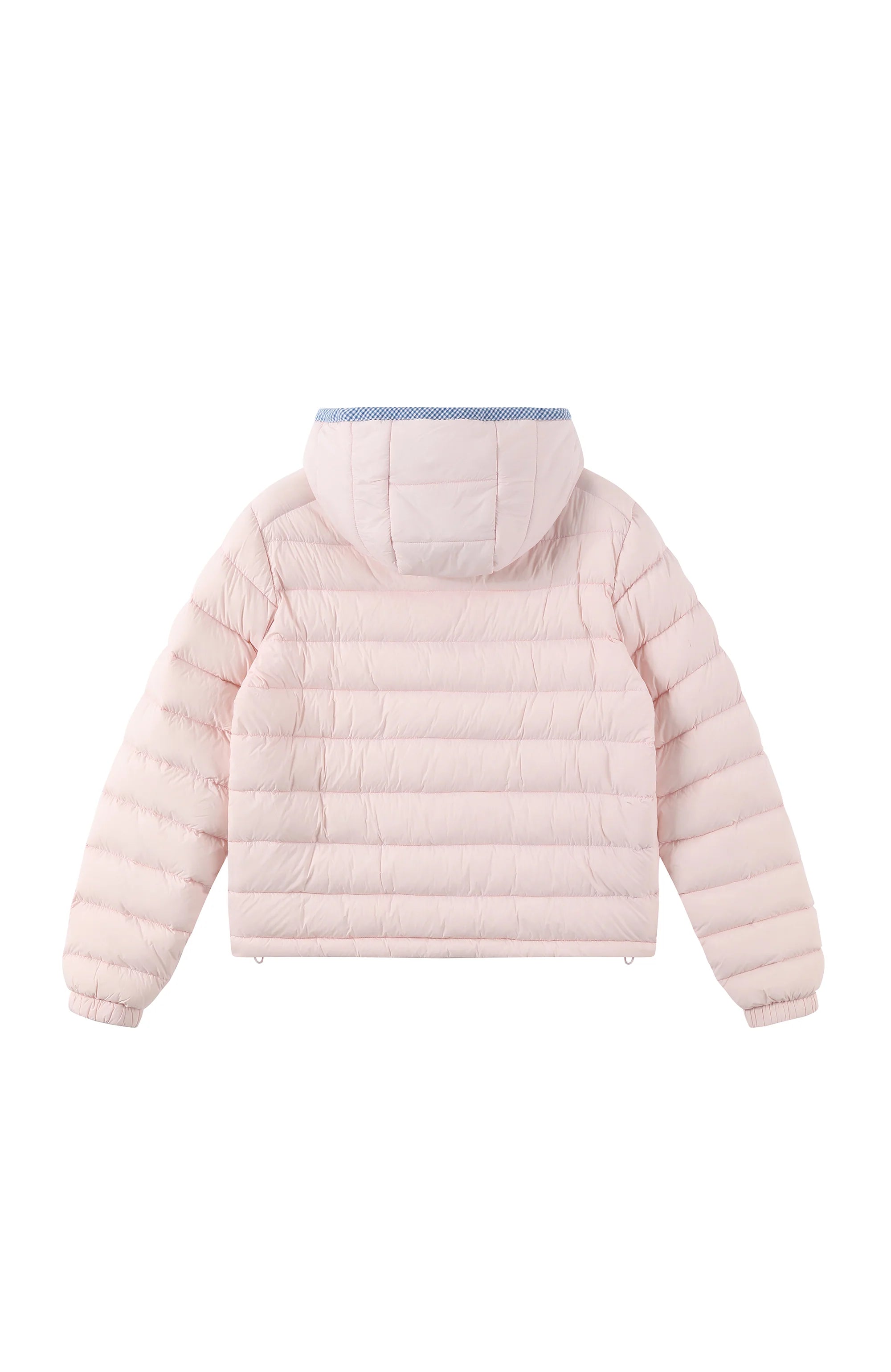 DONSMOKE Plaid Trim Hooded Down Puffer