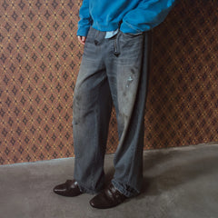 RICHILL Distressed Pinstriped Embroidered Jeans