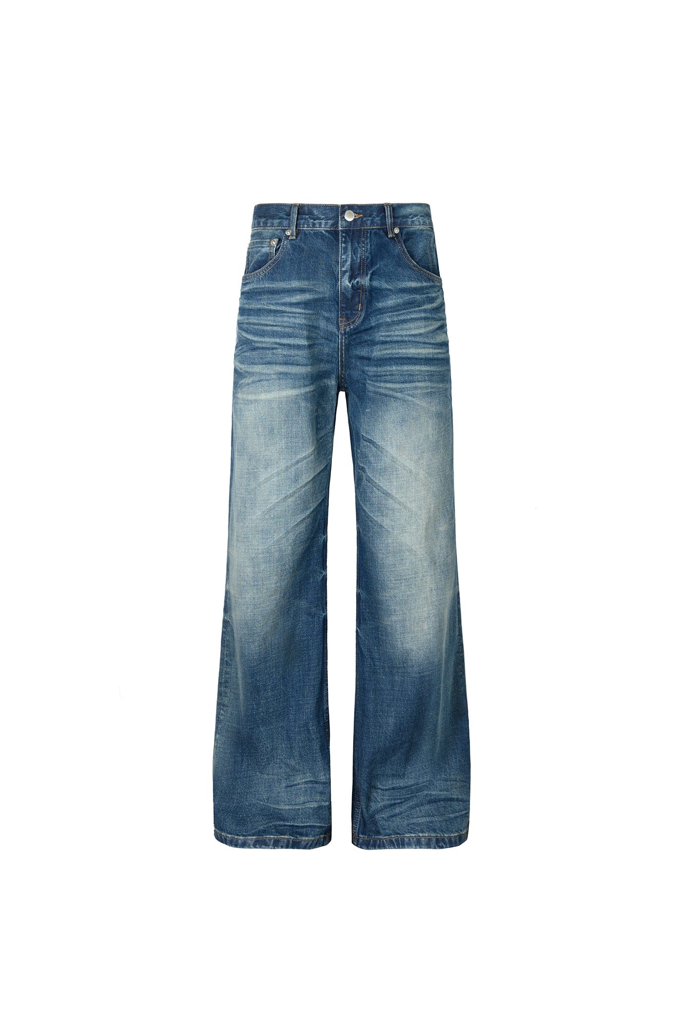 OKAYTHXBYE Wrinkled Washed Wide-Leg Jeans