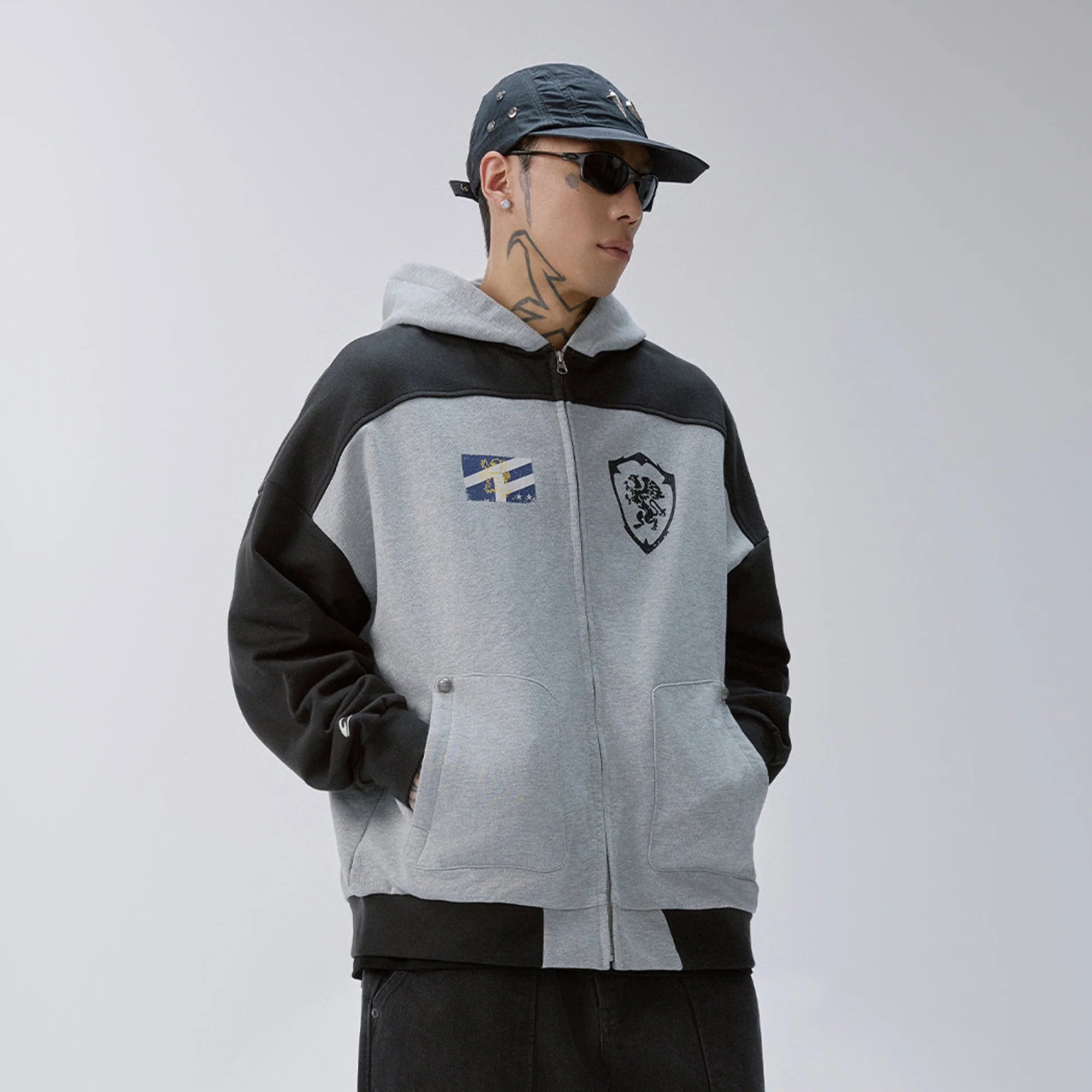 F2CE Contrast Panel Badge Graphic Hooded Jacket