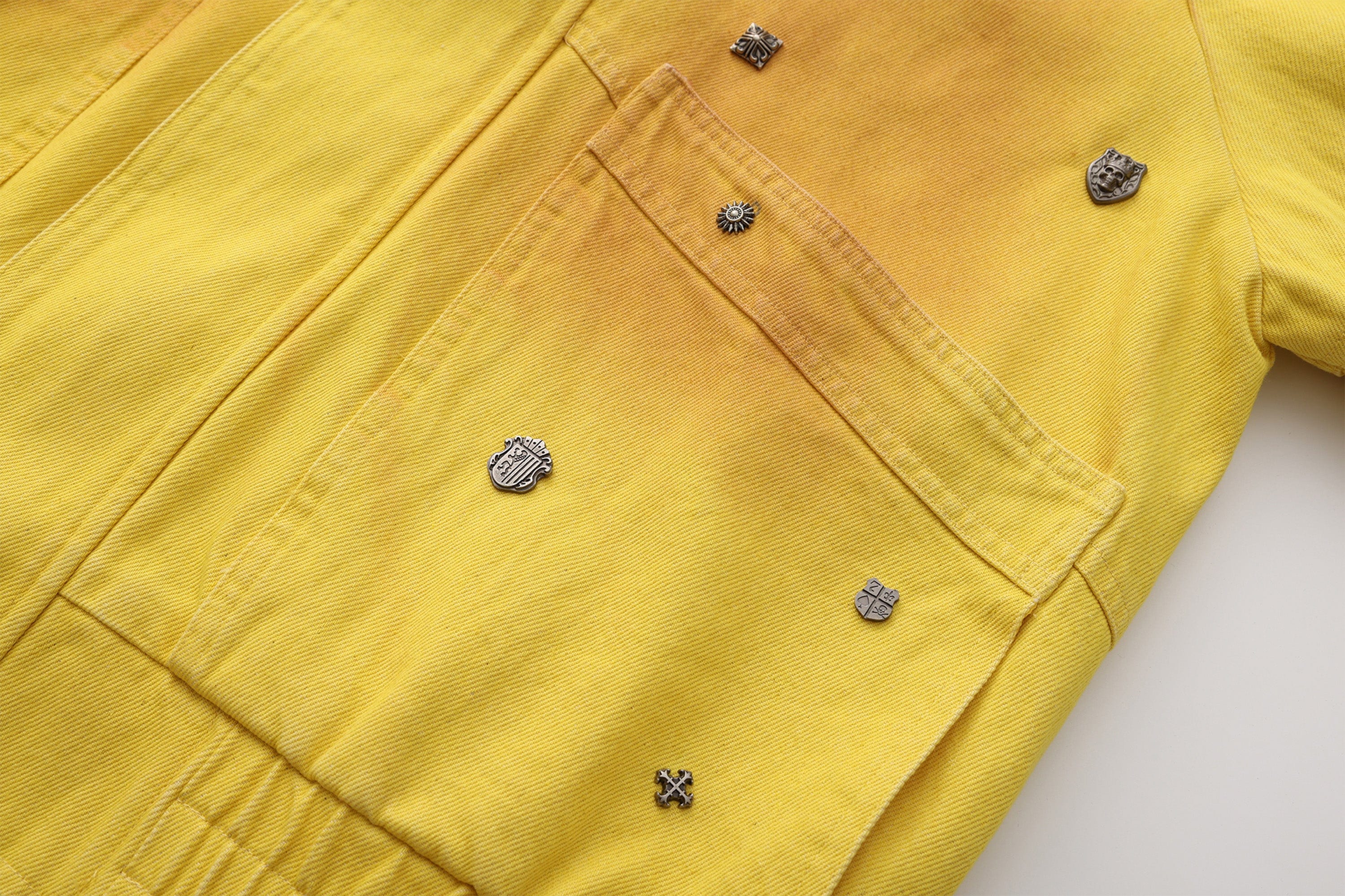 VANN VALRENCE Studded Gradient Stand Collar Oversized Jacket