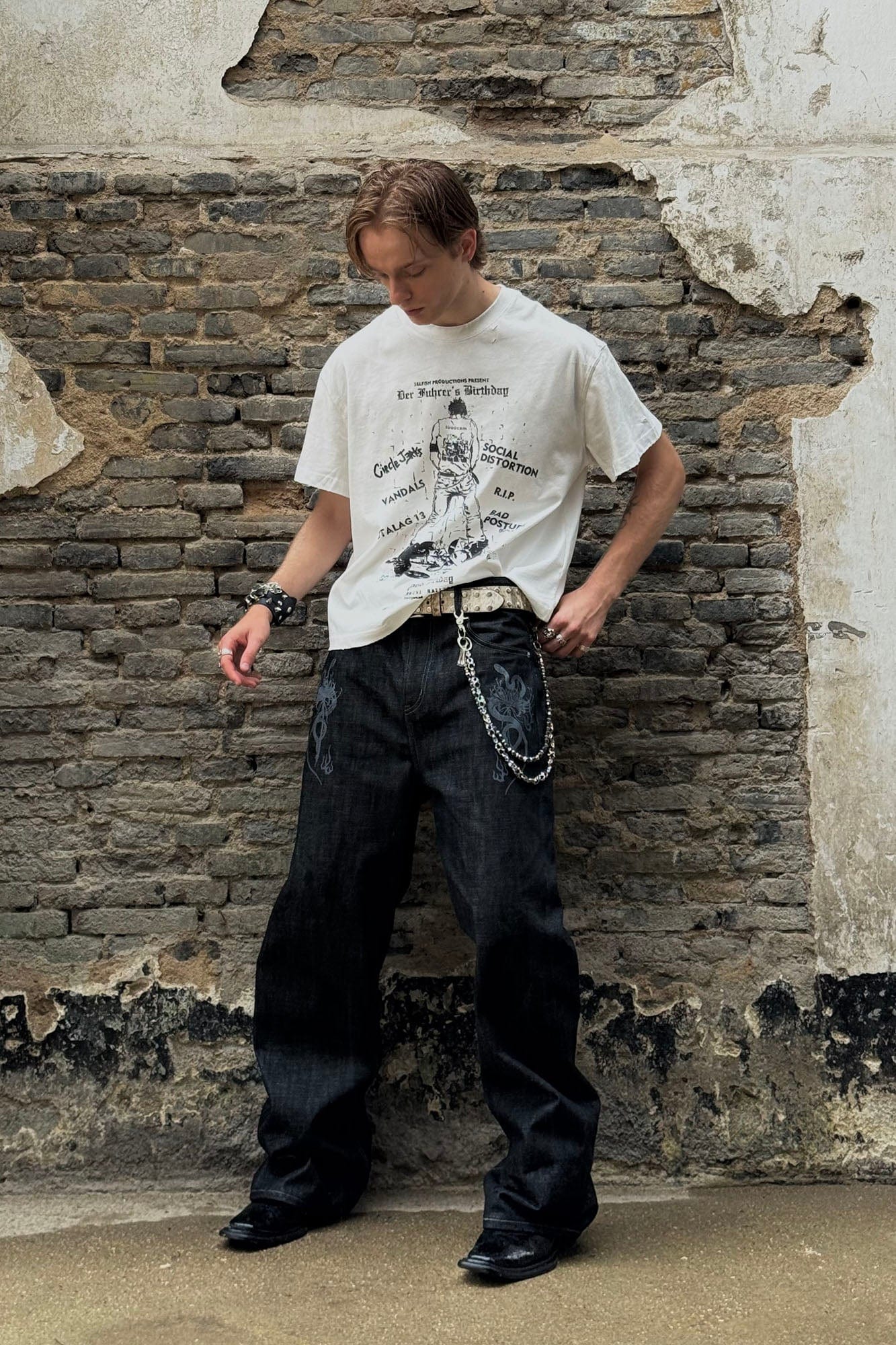 LUUUCAM Punk Flyer Distressed Graphic T-Shirt