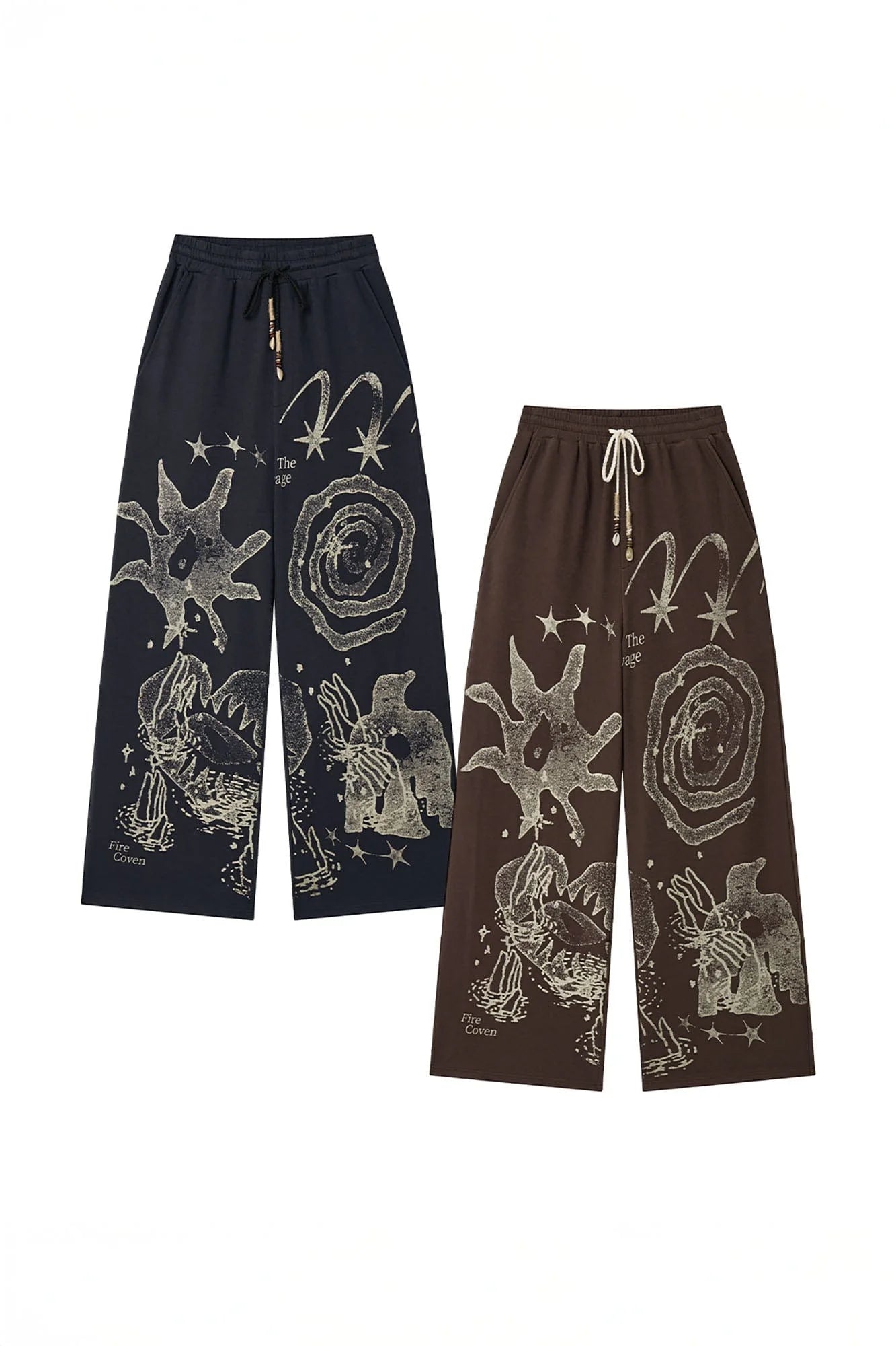 1997 POSTOFFICE Tribal Spiral Beaded Drawstring Sweatpants