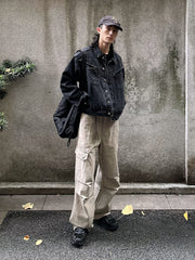 OKAYTHXBYE Subtle Marble Multi-Pocket Cargo Pants