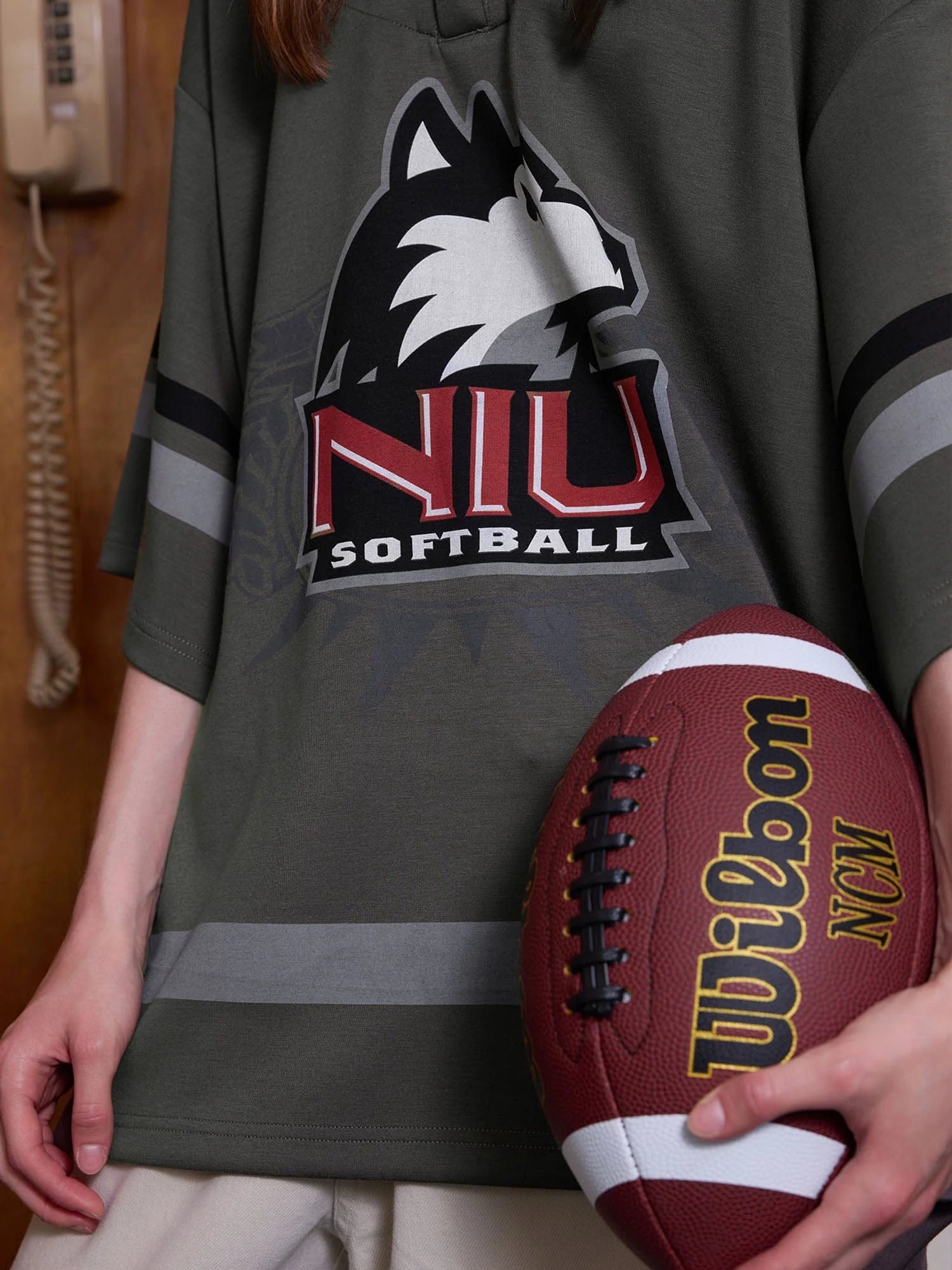 ERROR CODE ROBOT Varsity Layered Collar Oversized Huskie Tee